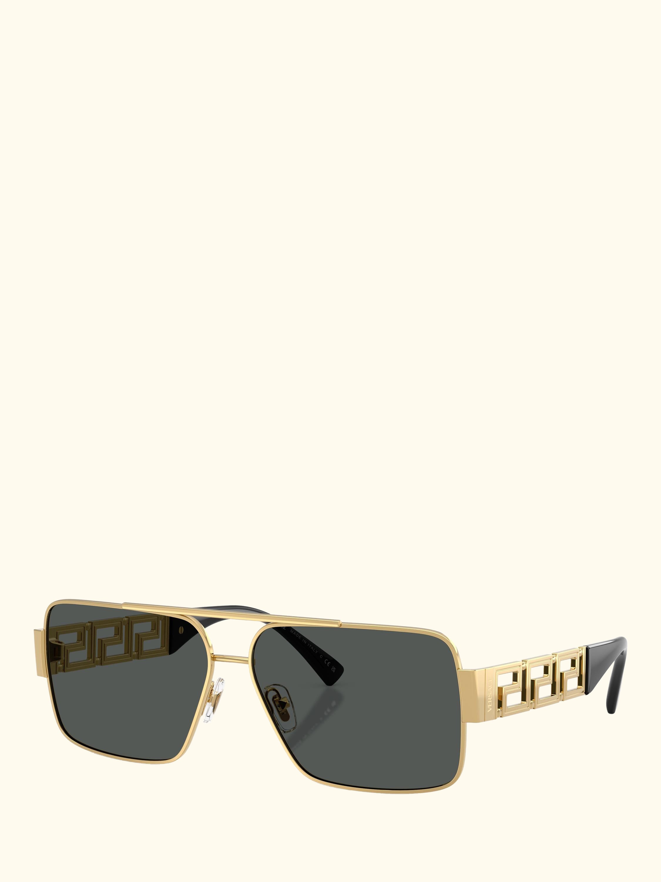 VE22901 Men's Rectangular Sunglasses, Gold/Grey