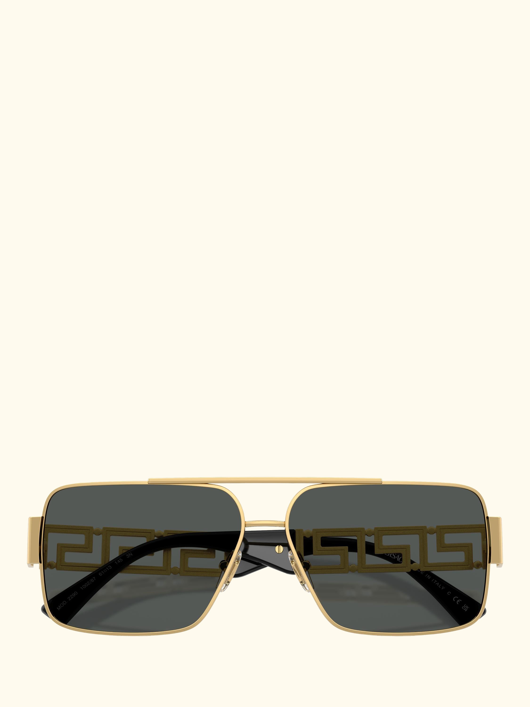 VE22901 Men's Rectangular Sunglasses, Gold/Grey