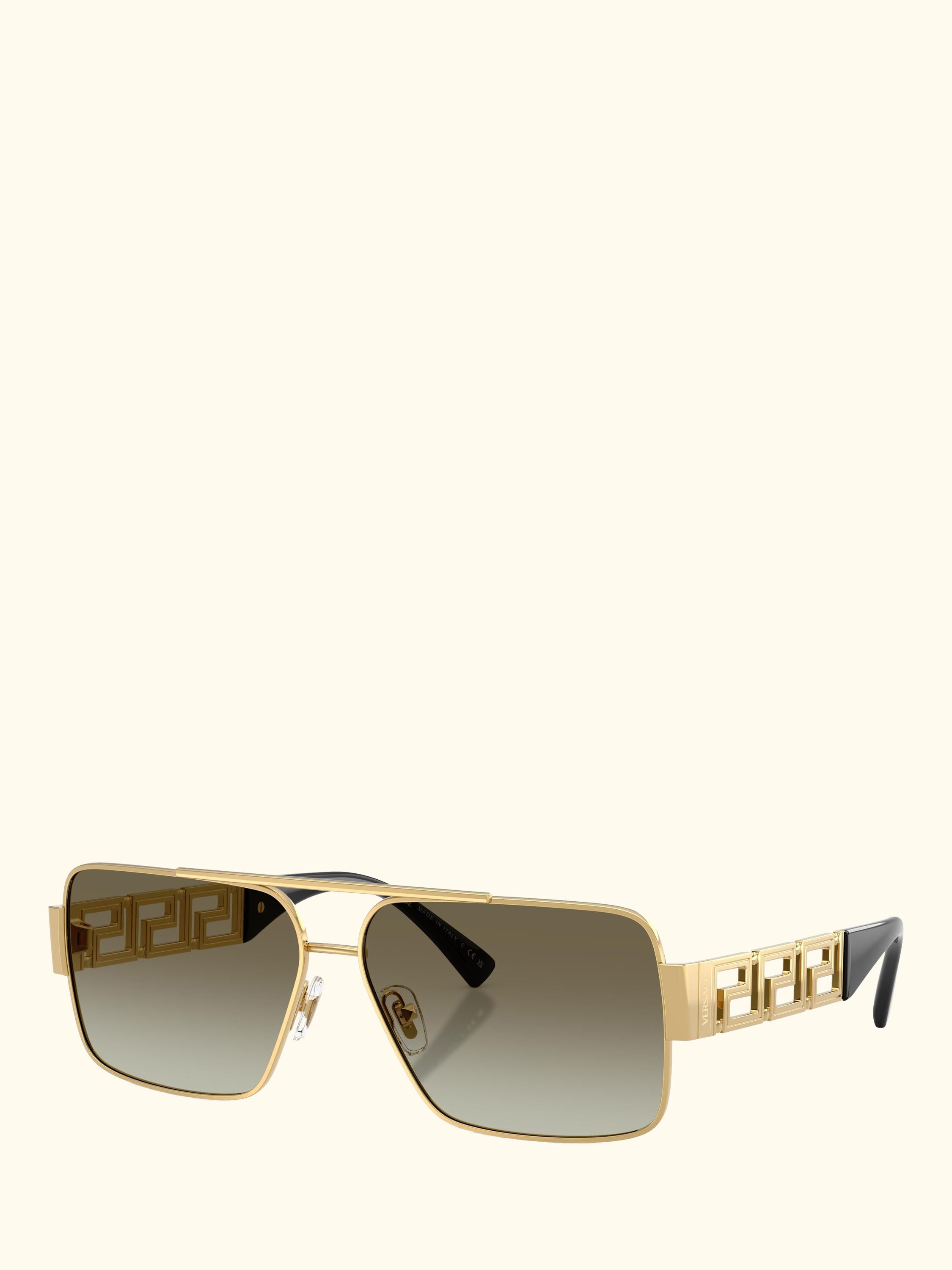 VE22901 Men's Rectangular Sunglasses, Gold/Green