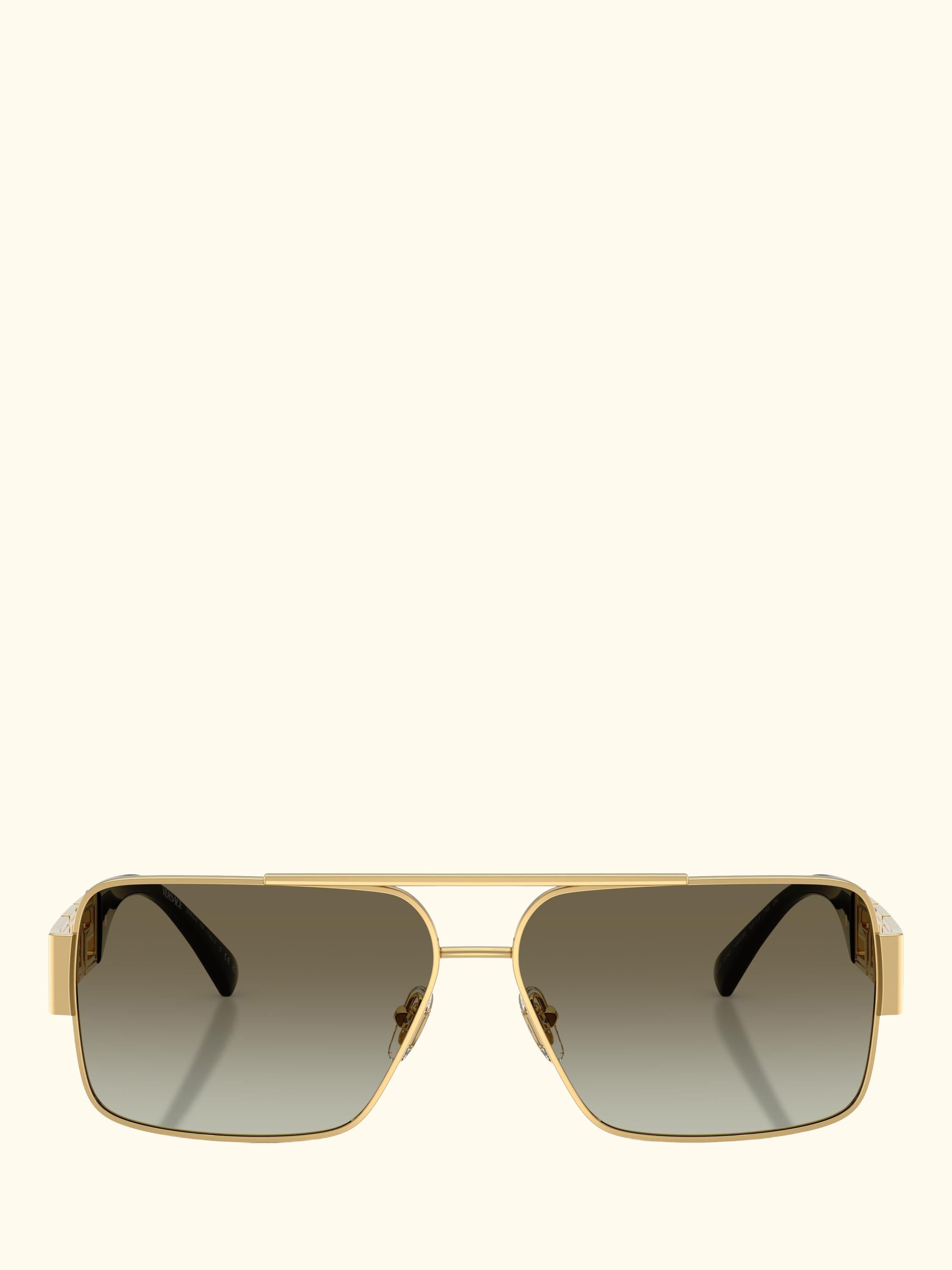 VE22901 Men's Rectangular Sunglasses, Gold/Green