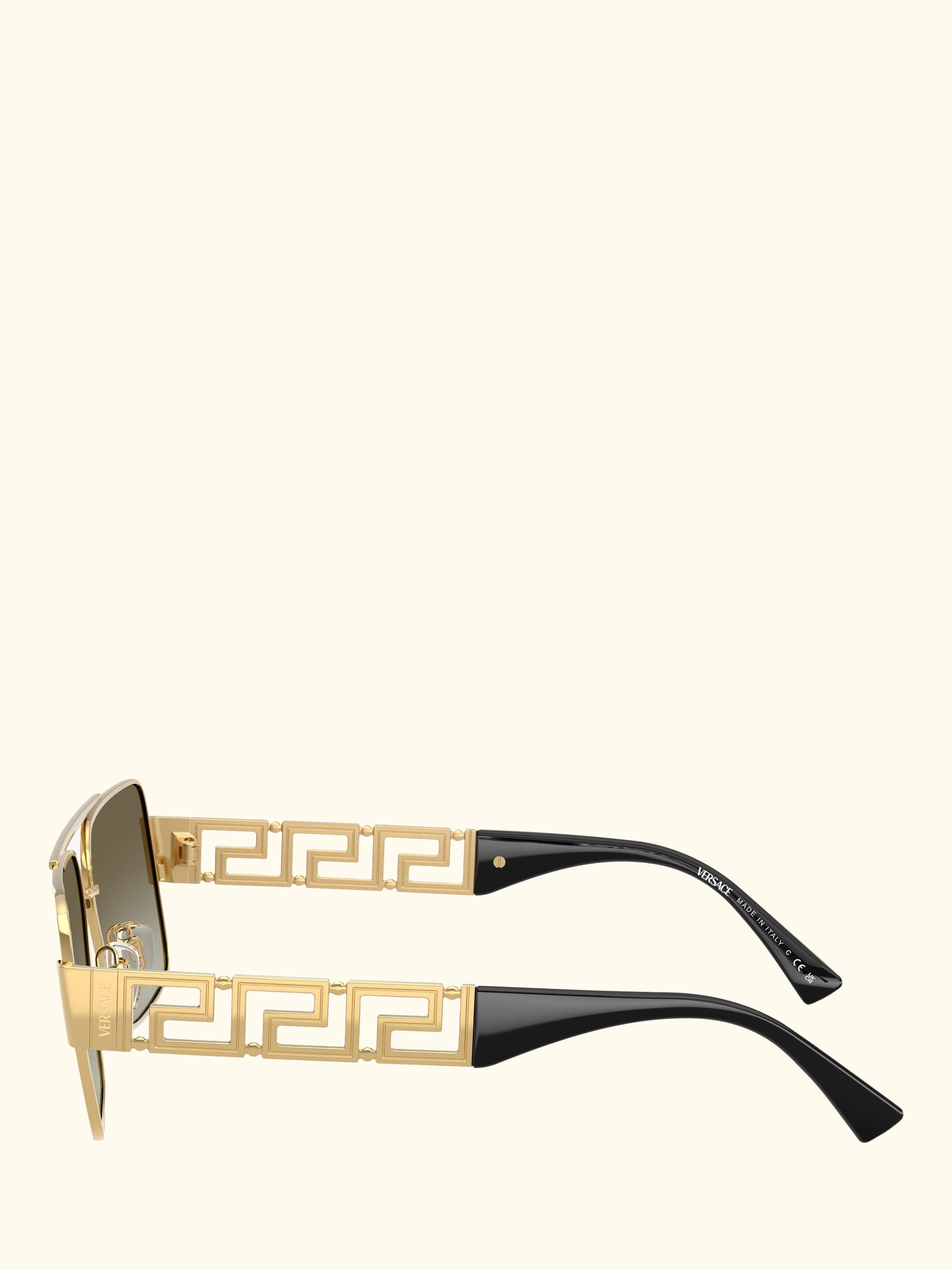 VE22901 Men's Rectangular Sunglasses, Gold/Green