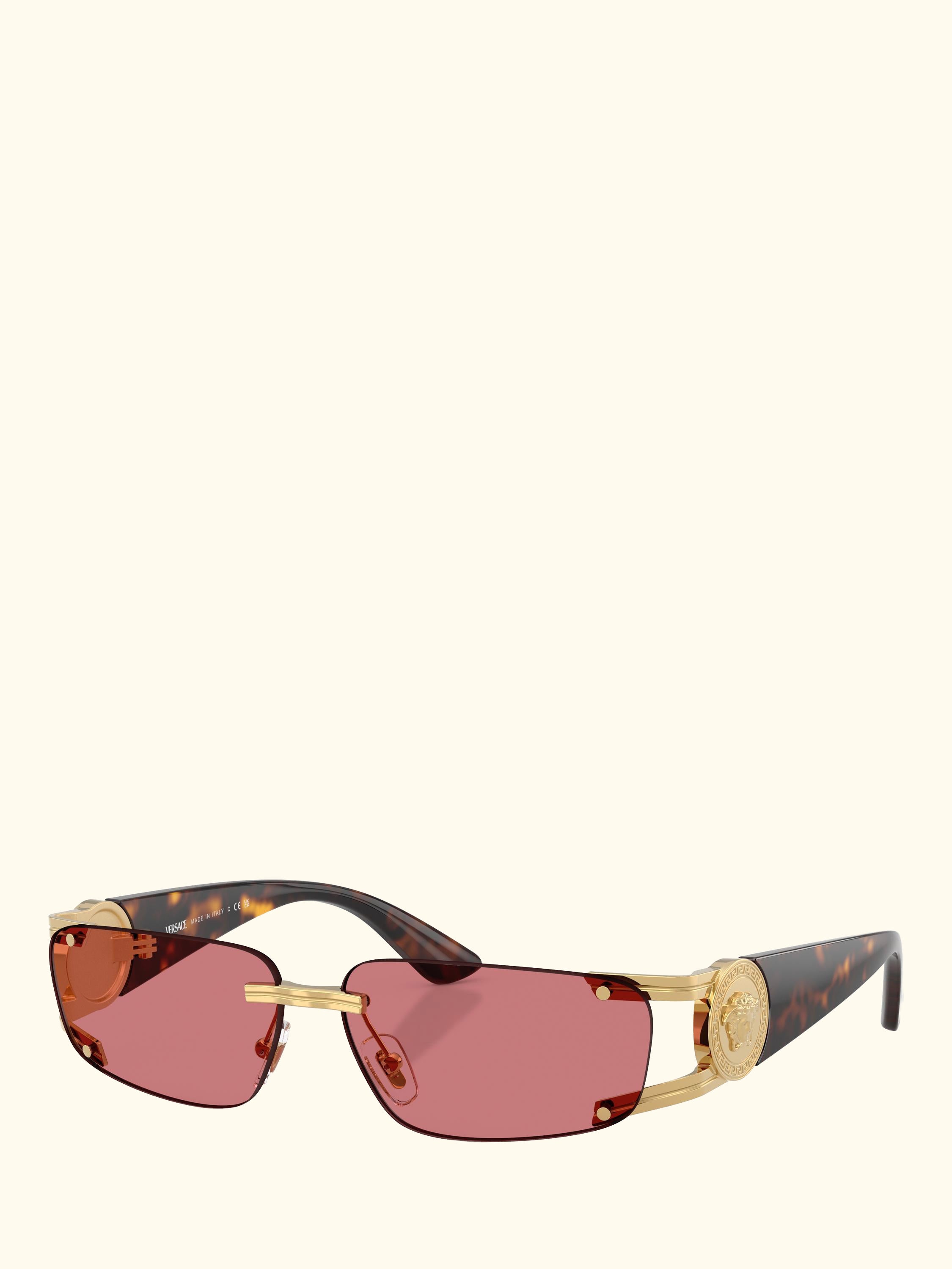 VE2291 Men's Rectangular Sunglasses, Gold/Red