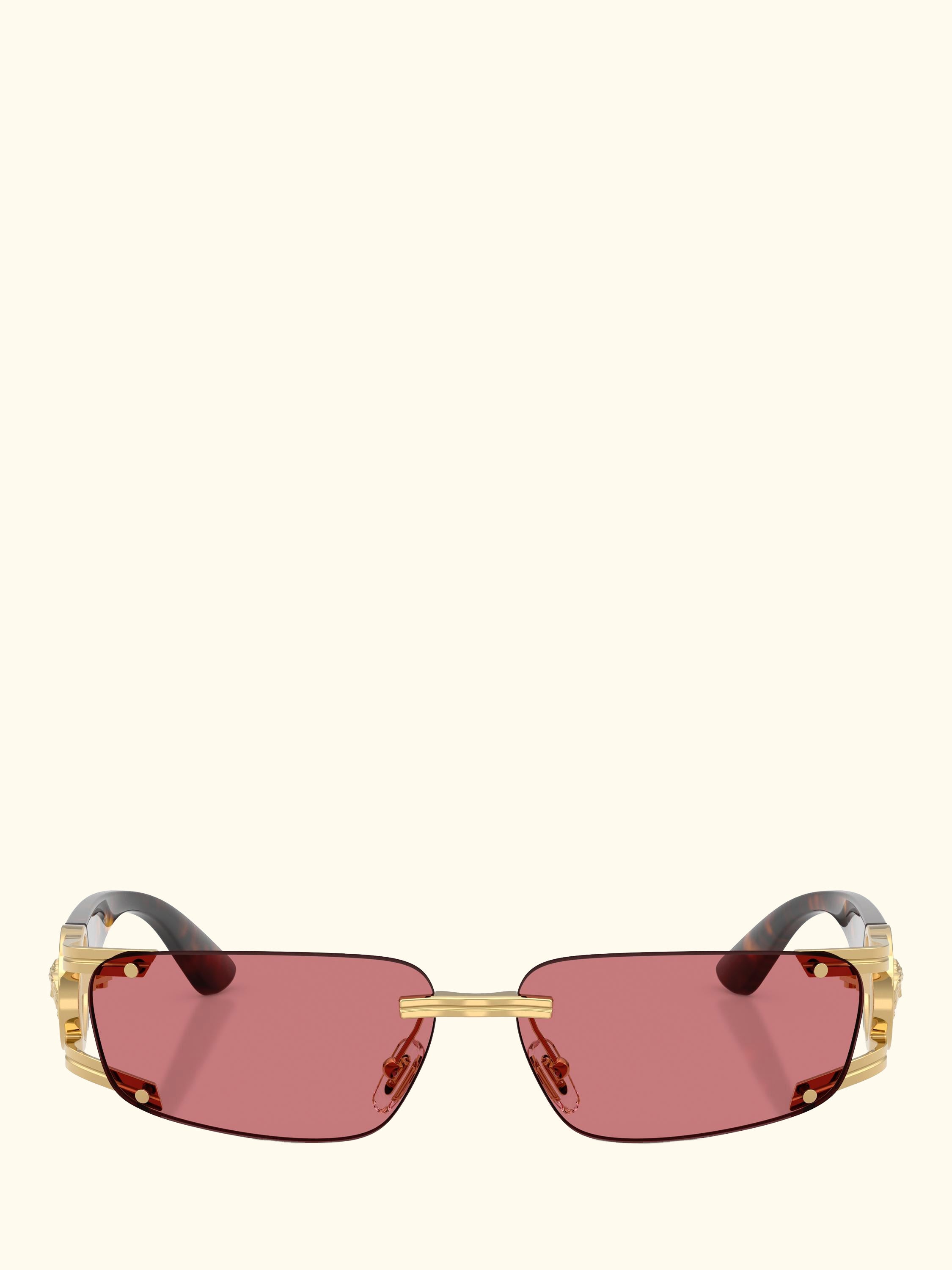 VE2291 Men's Rectangular Sunglasses, Gold/Red