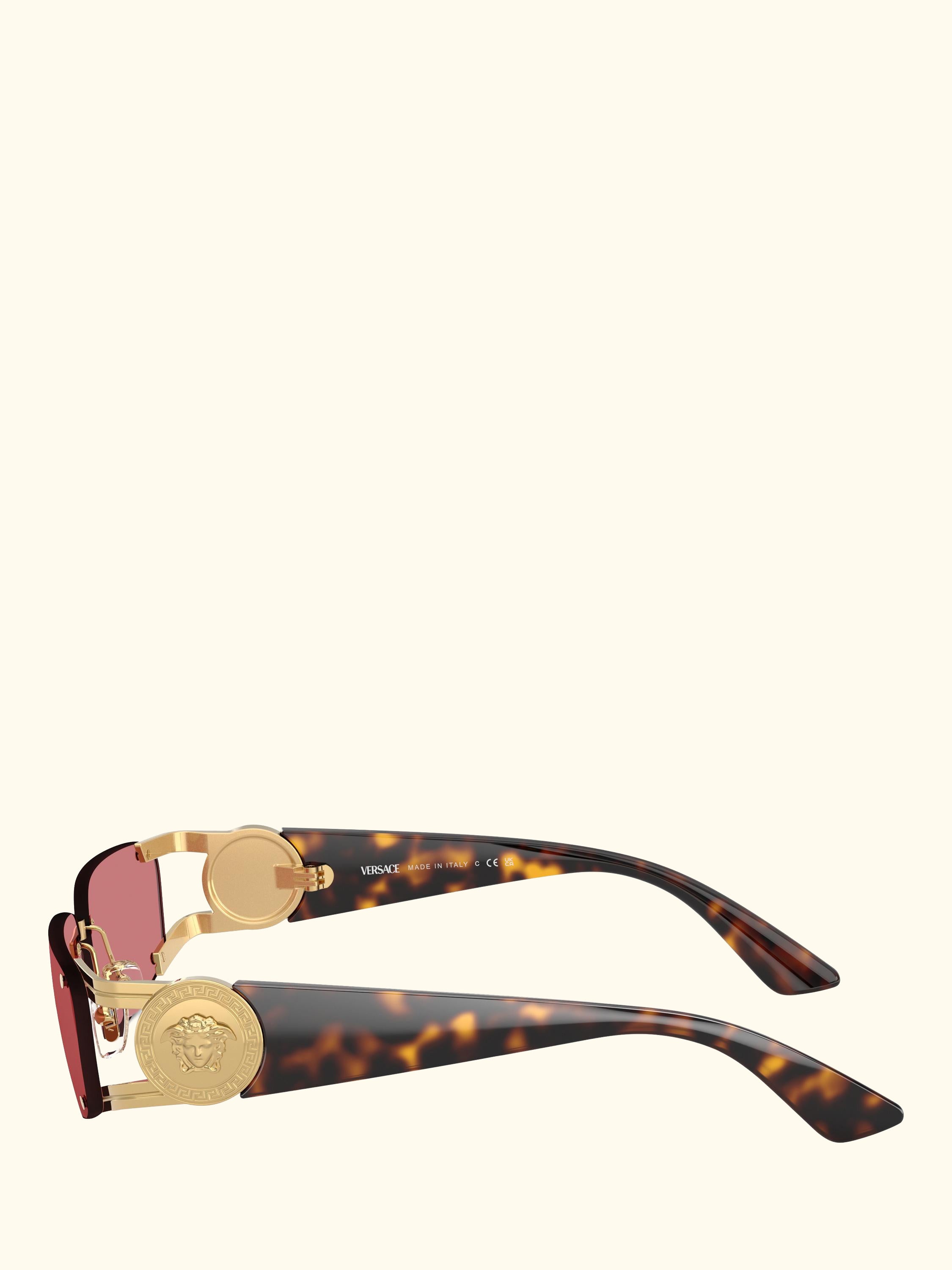 VE2291 Men's Rectangular Sunglasses, Gold/Red