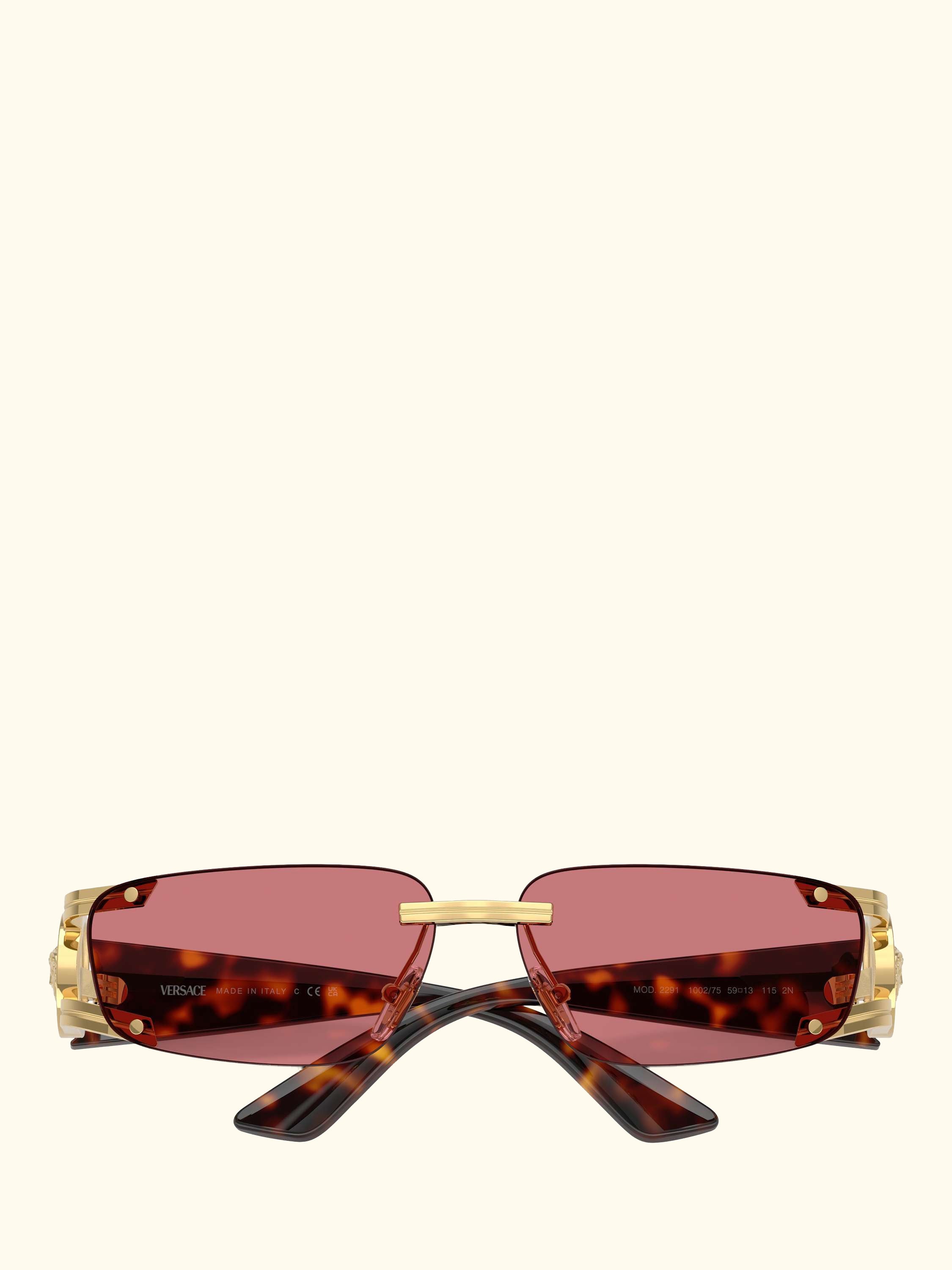 VE2291 Men's Rectangular Sunglasses, Gold/Red