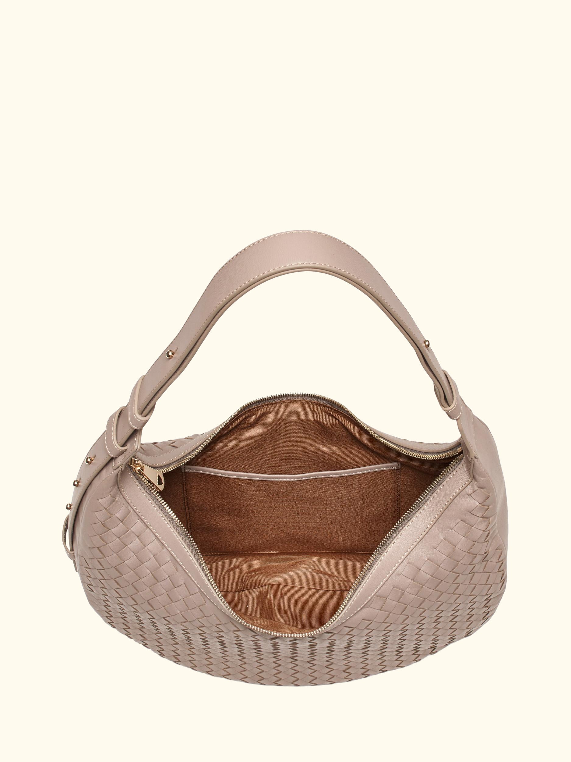 Hudson Leather Slouchy Shoulder Bag, Taupe