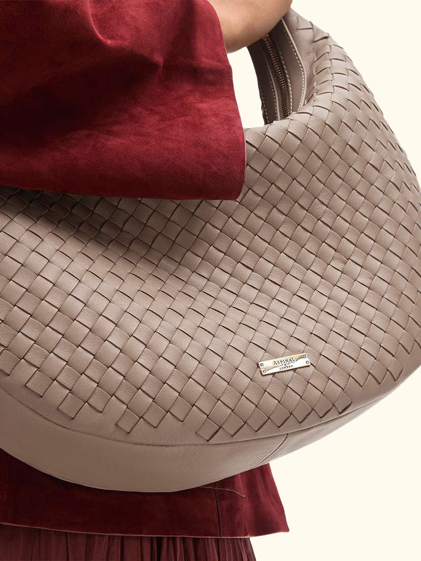 Hudson Leather Slouchy Shoulder Bag, Taupe