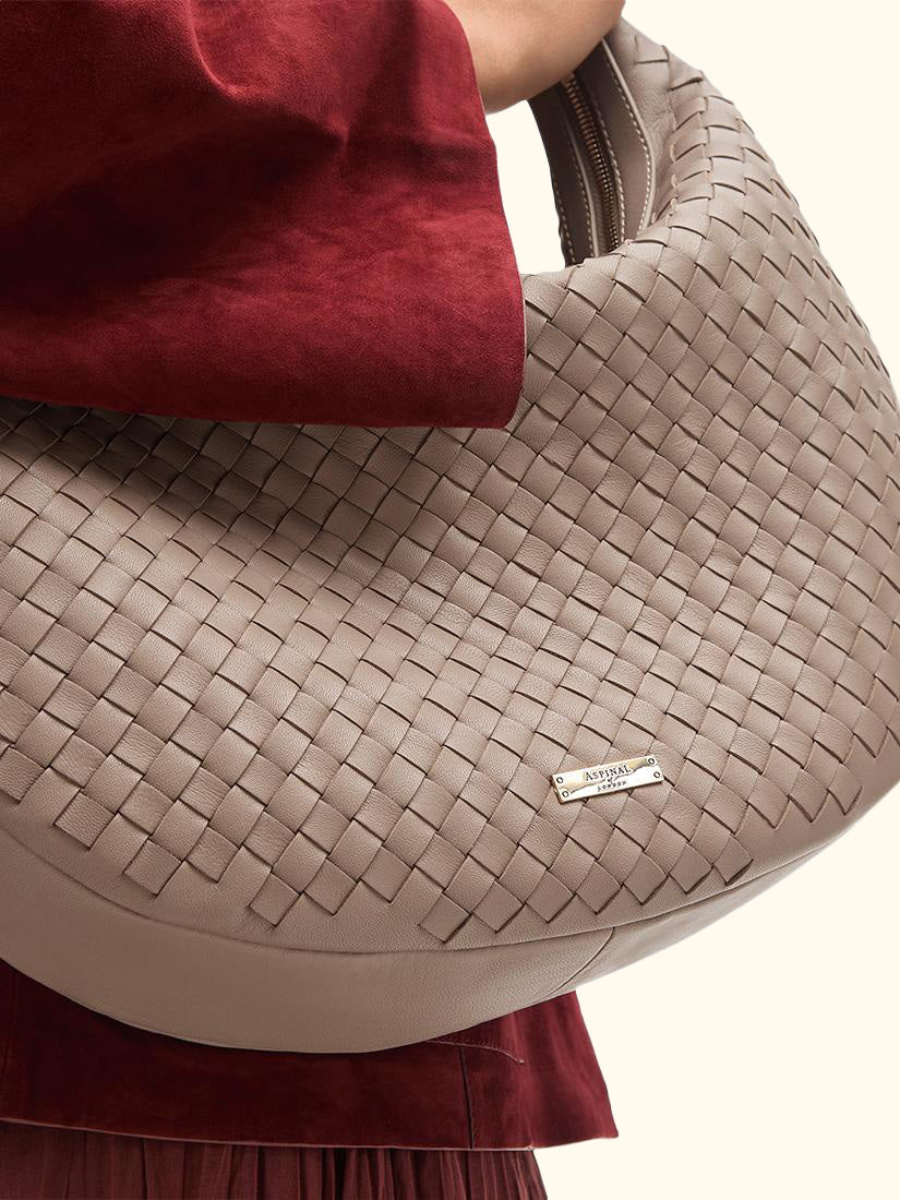 Hudson Leather Slouchy Shoulder Bag, Taupe