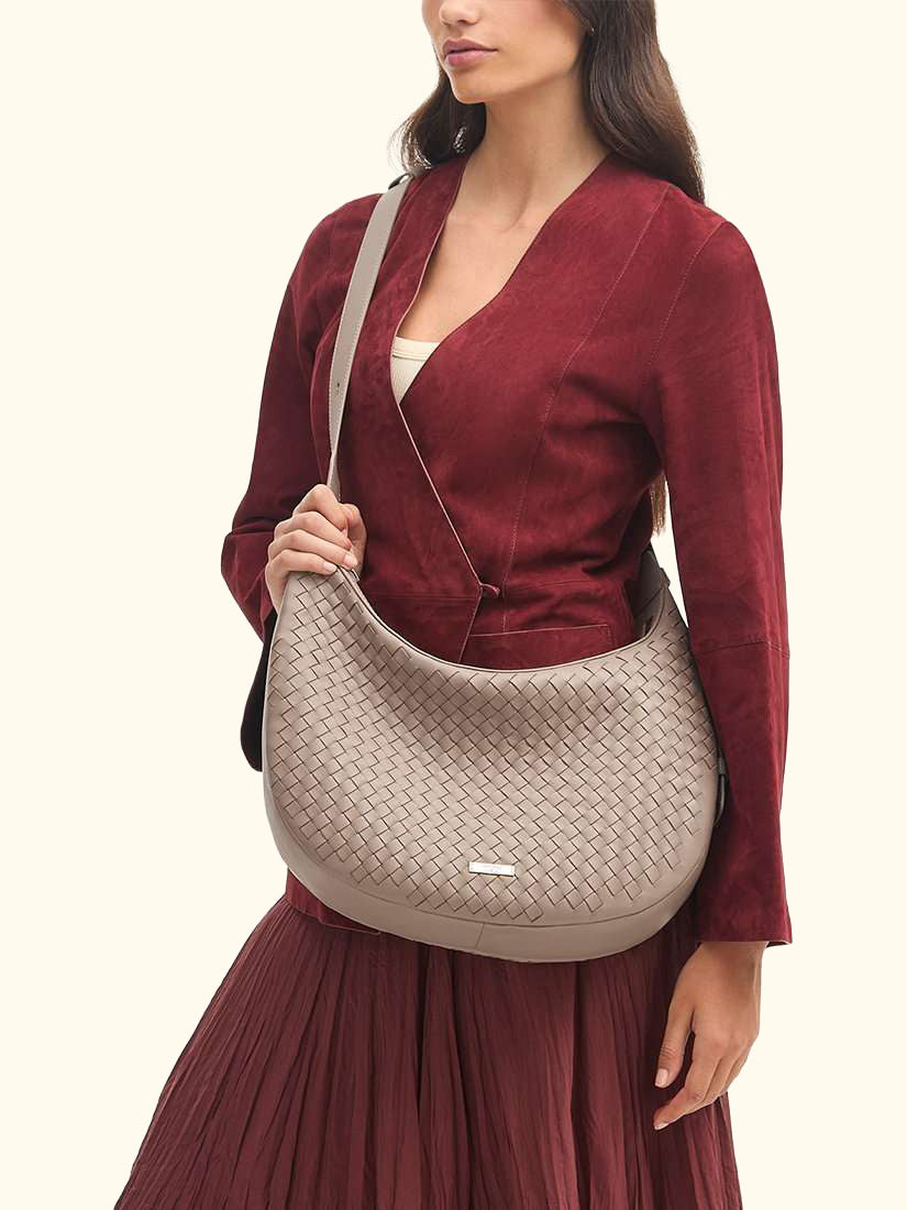 Hudson Leather Slouchy Shoulder Bag, Taupe