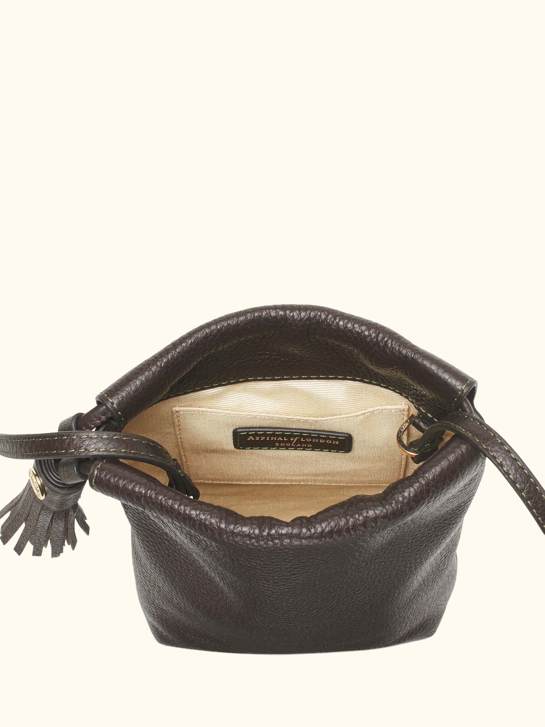 Hudson Leather Drawstring Crossbody Bag, Dark Brown