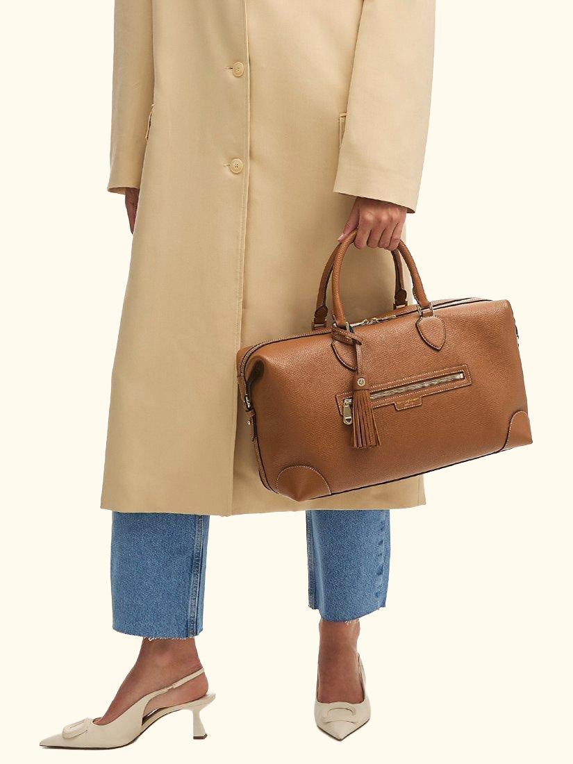 Hudson 4 Leather Zipped Bag, Tan
