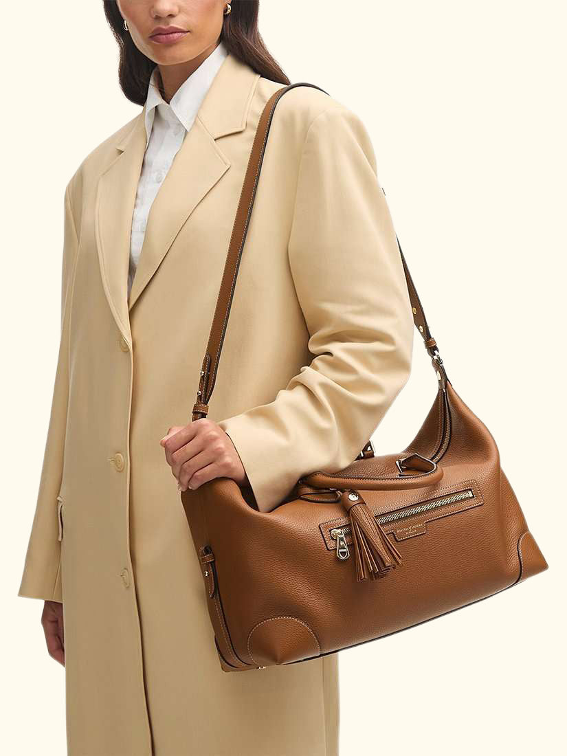 Hudson 4 Leather Zipped Bag, Tan