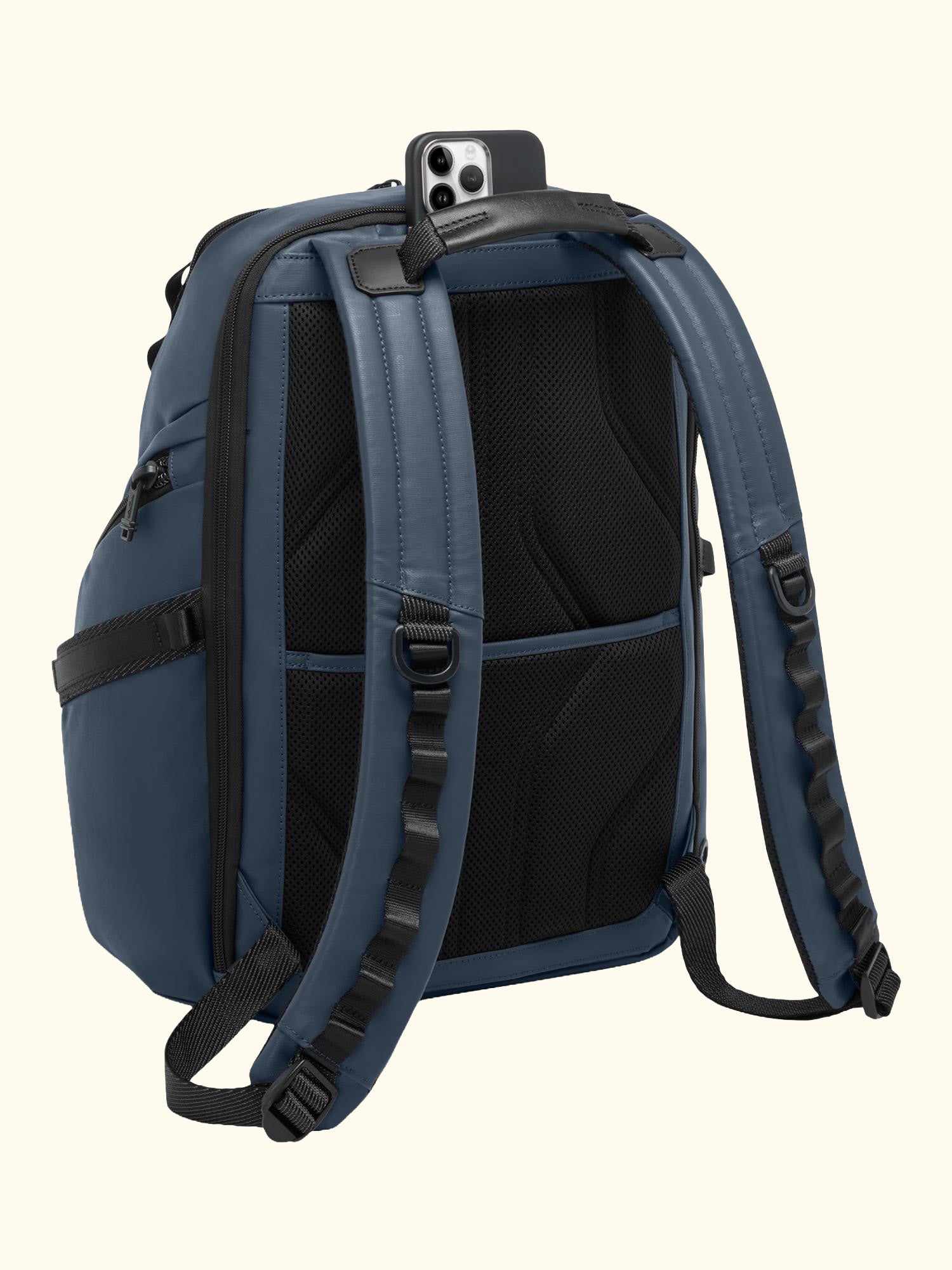 Search Backpack, Navy Coated Canvas