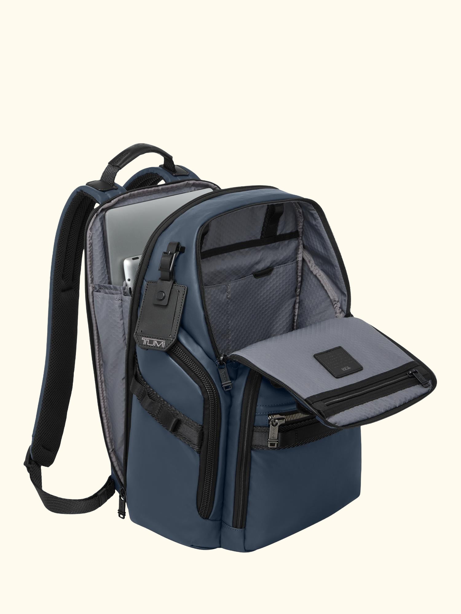 Search Backpack, Navy Coated Canvas