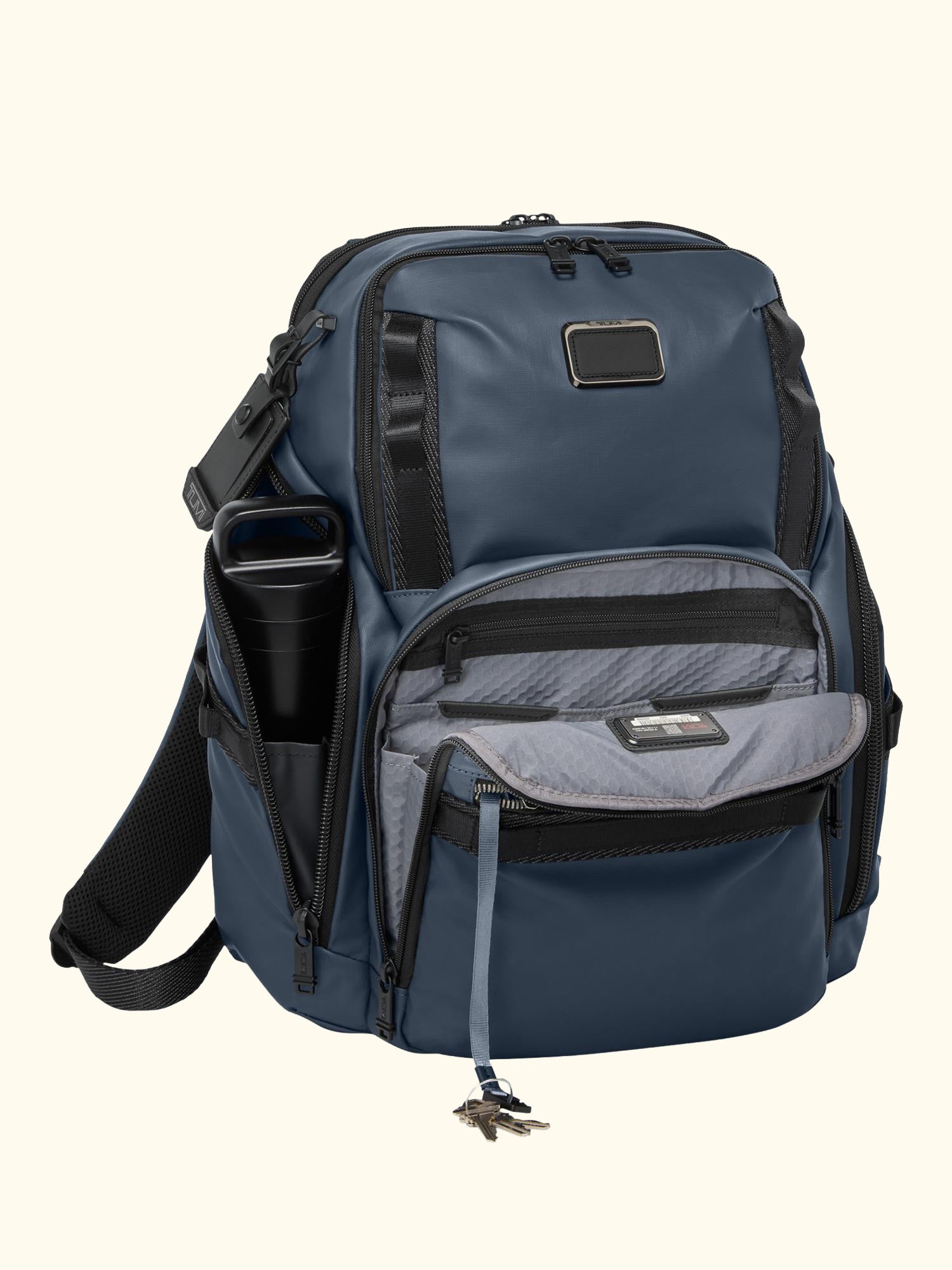 Search Backpack, Navy Coated Canvas