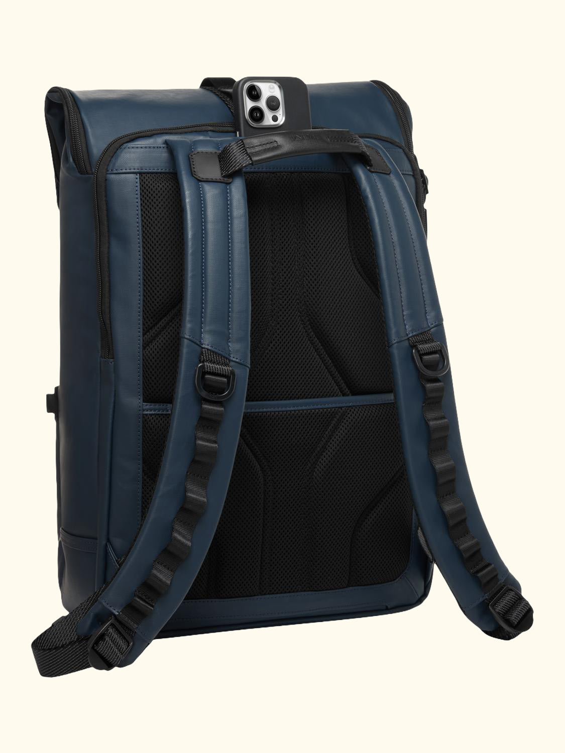 Surveillance Backpack, Navy Coated Canvas
