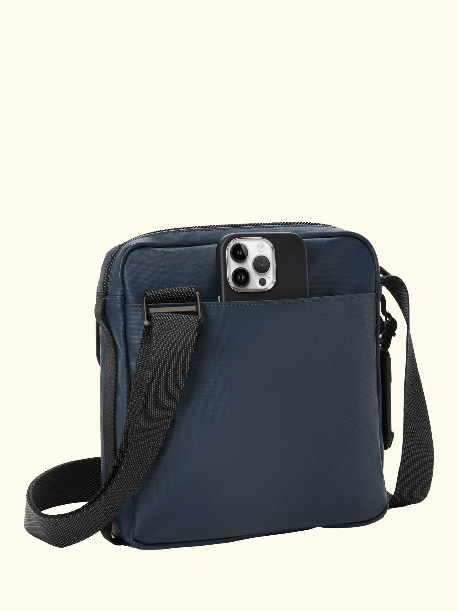 Junior Crossbody Bag, Navy Coated Canvas