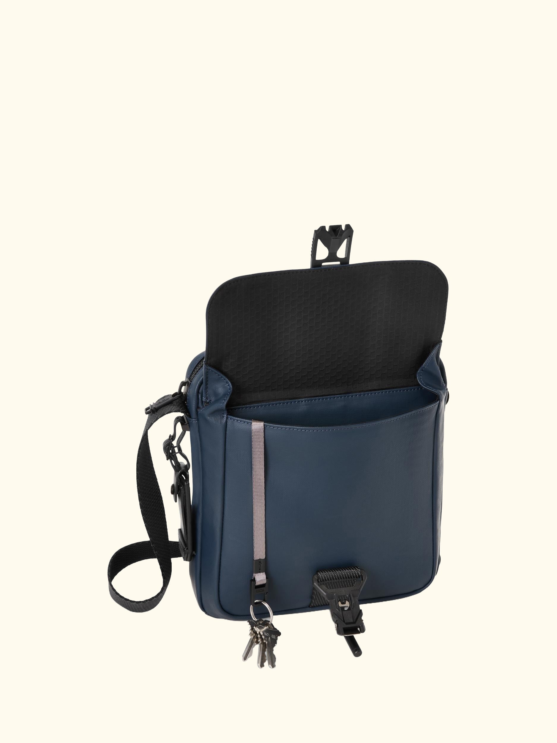 Junior Crossbody Bag, Navy Coated Canvas