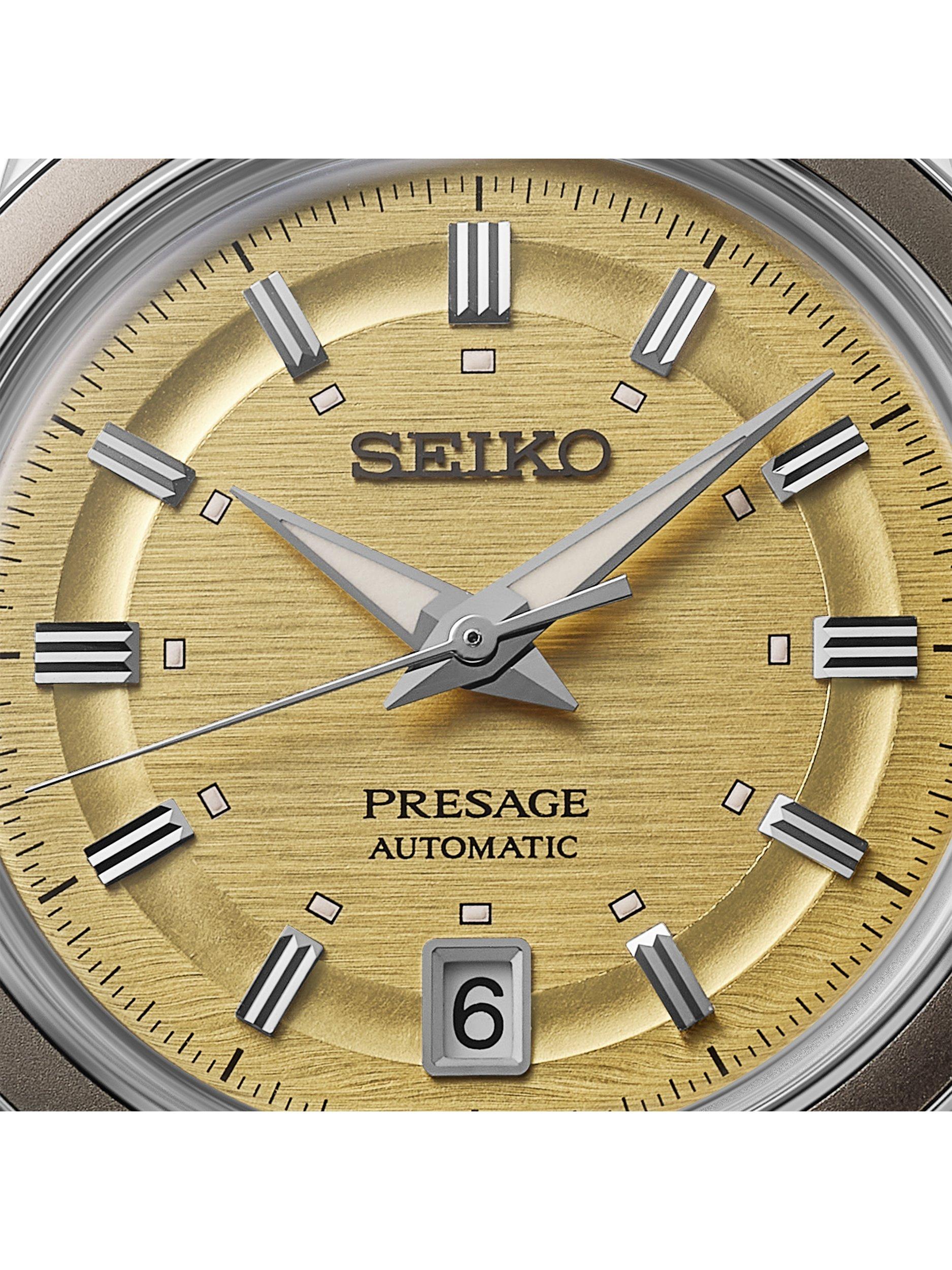 SRPL75J1 Men's Leather Strap Watch, Golden Yellow