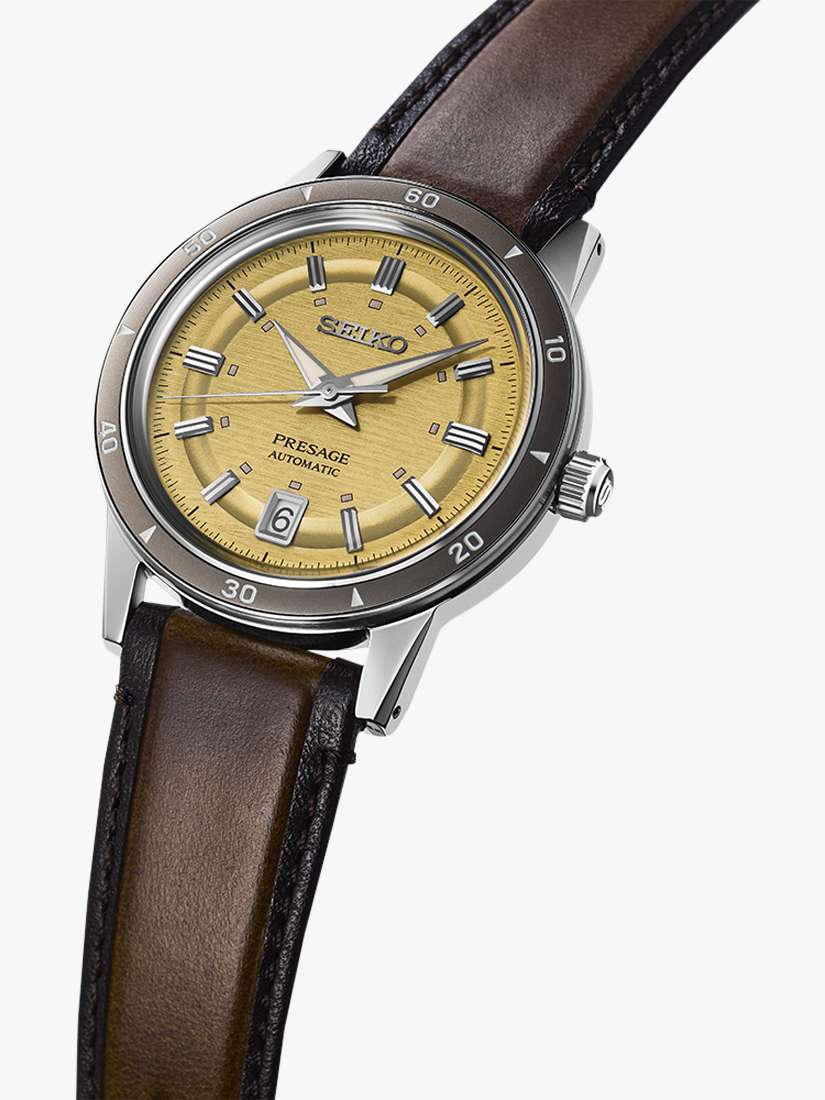 SRPL75J1 Men's Leather Strap Watch, Golden Yellow