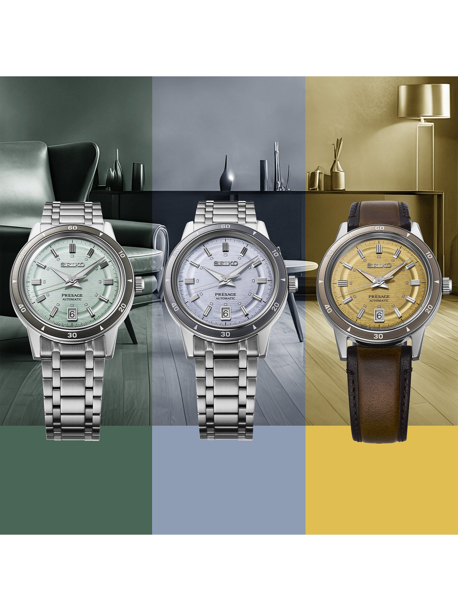 SRPL75J1 Men's Leather Strap Watch, Golden Yellow