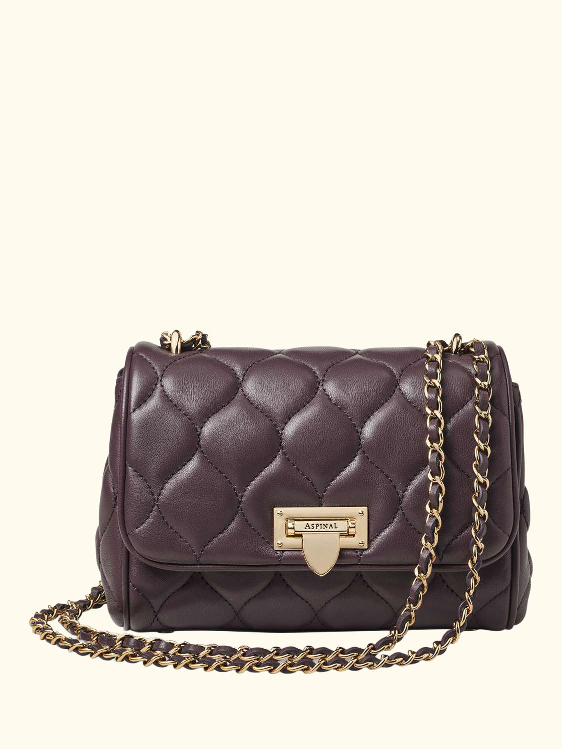 Lottie Quilted Leather Shoulder Bag, Fig