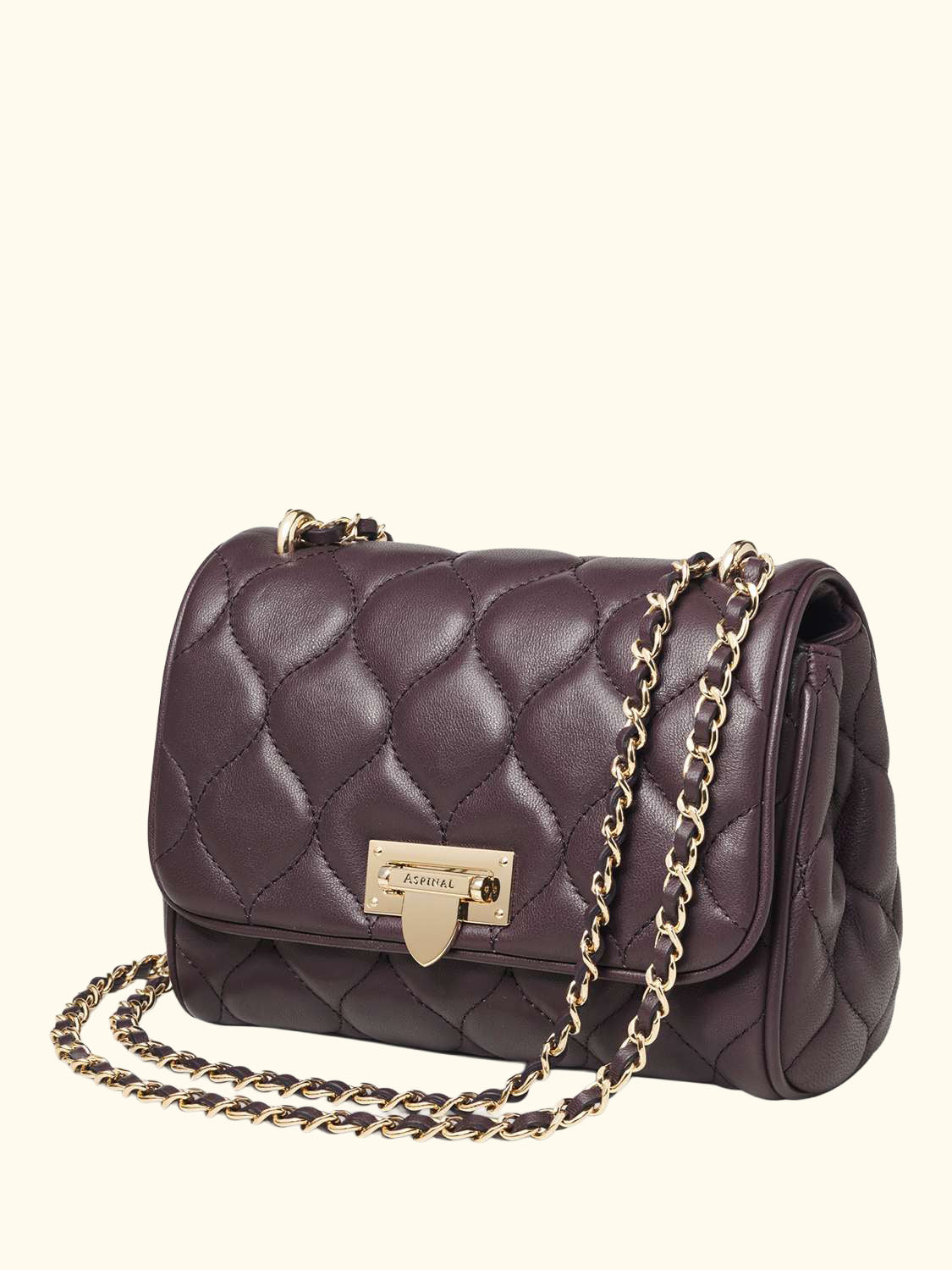 Lottie Quilted Leather Shoulder Bag, Fig