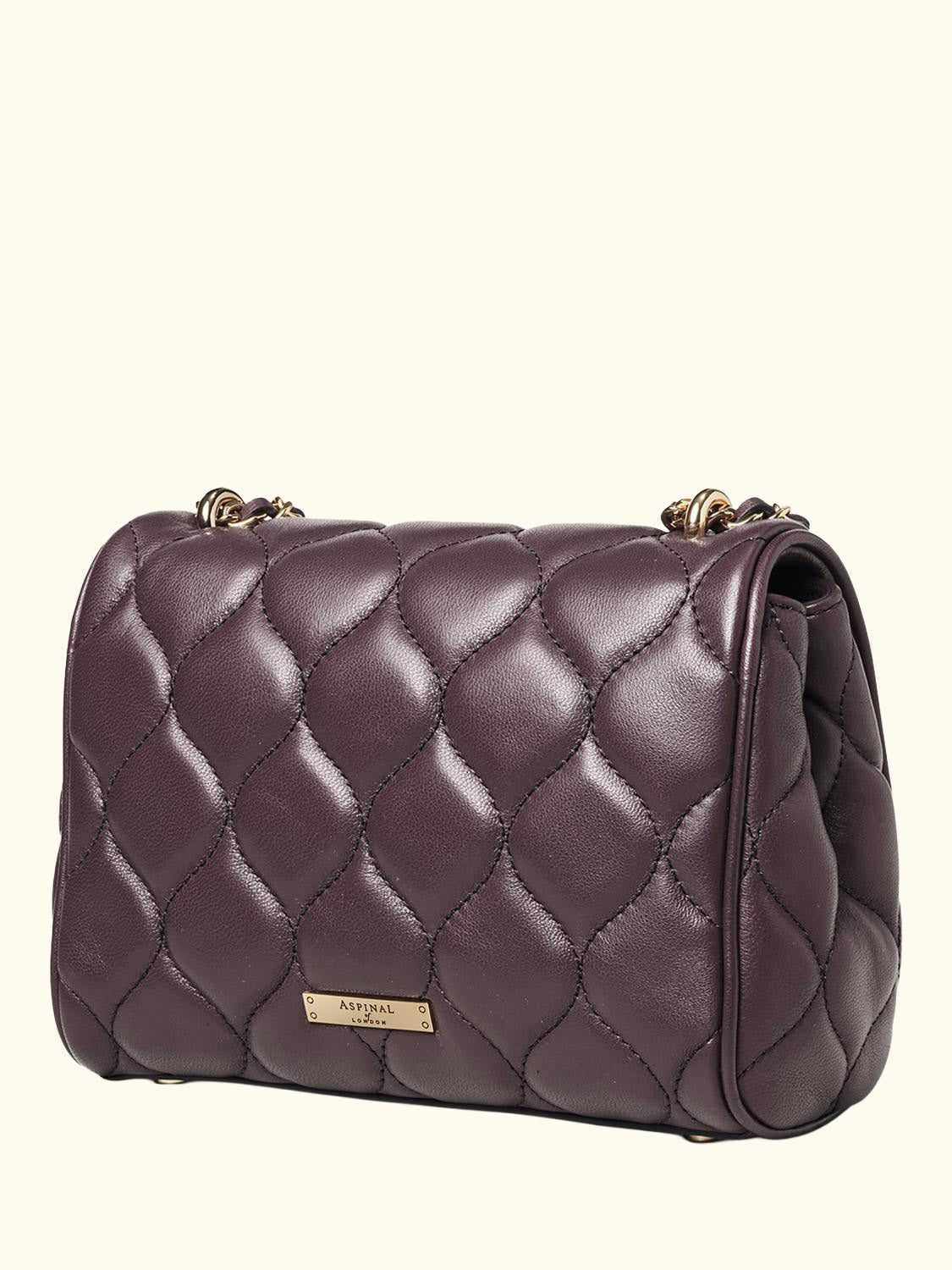 Lottie Quilted Leather Shoulder Bag, Fig