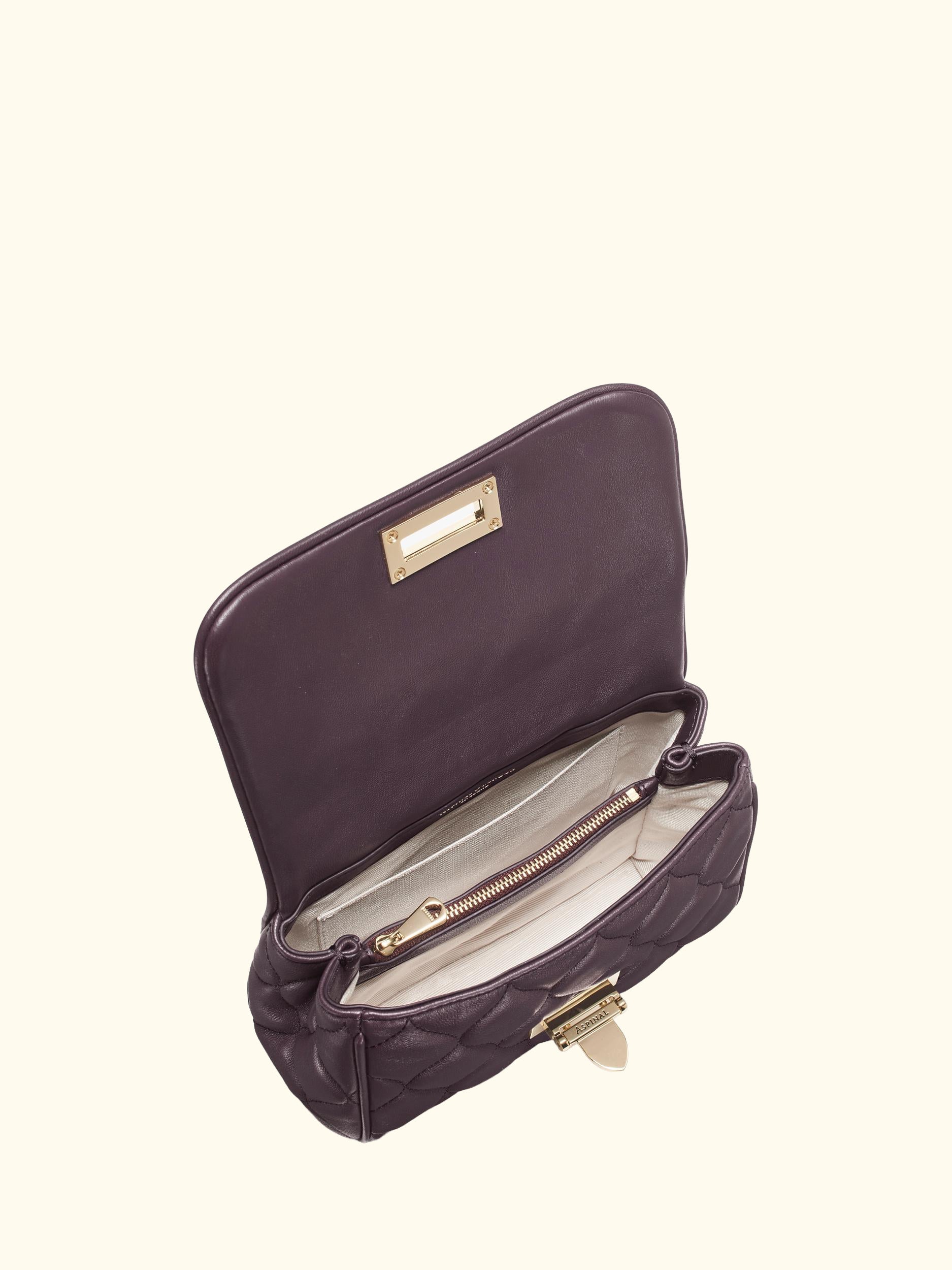 Lottie Quilted Leather Shoulder Bag, Fig