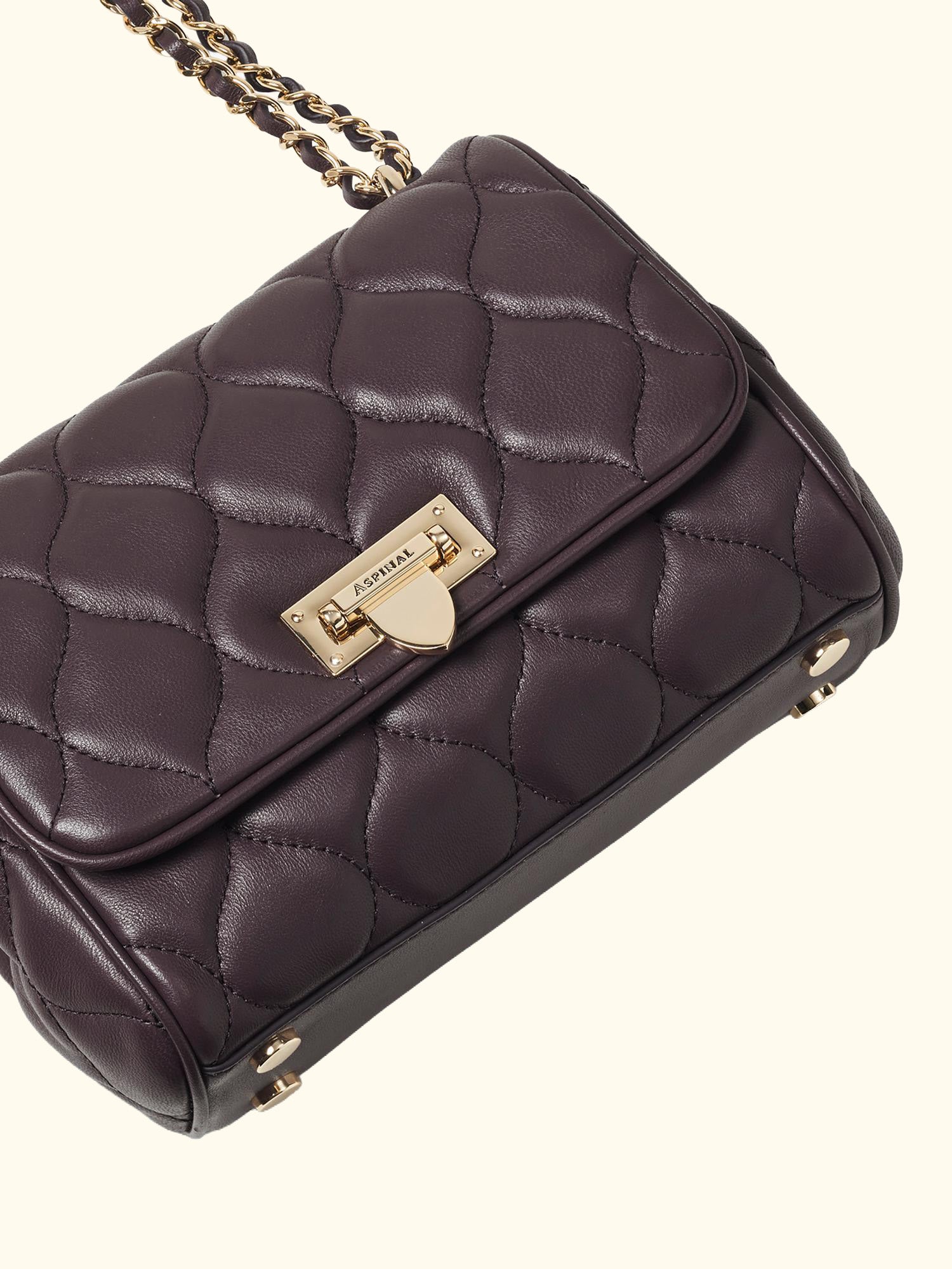 Lottie Quilted Leather Shoulder Bag, Fig
