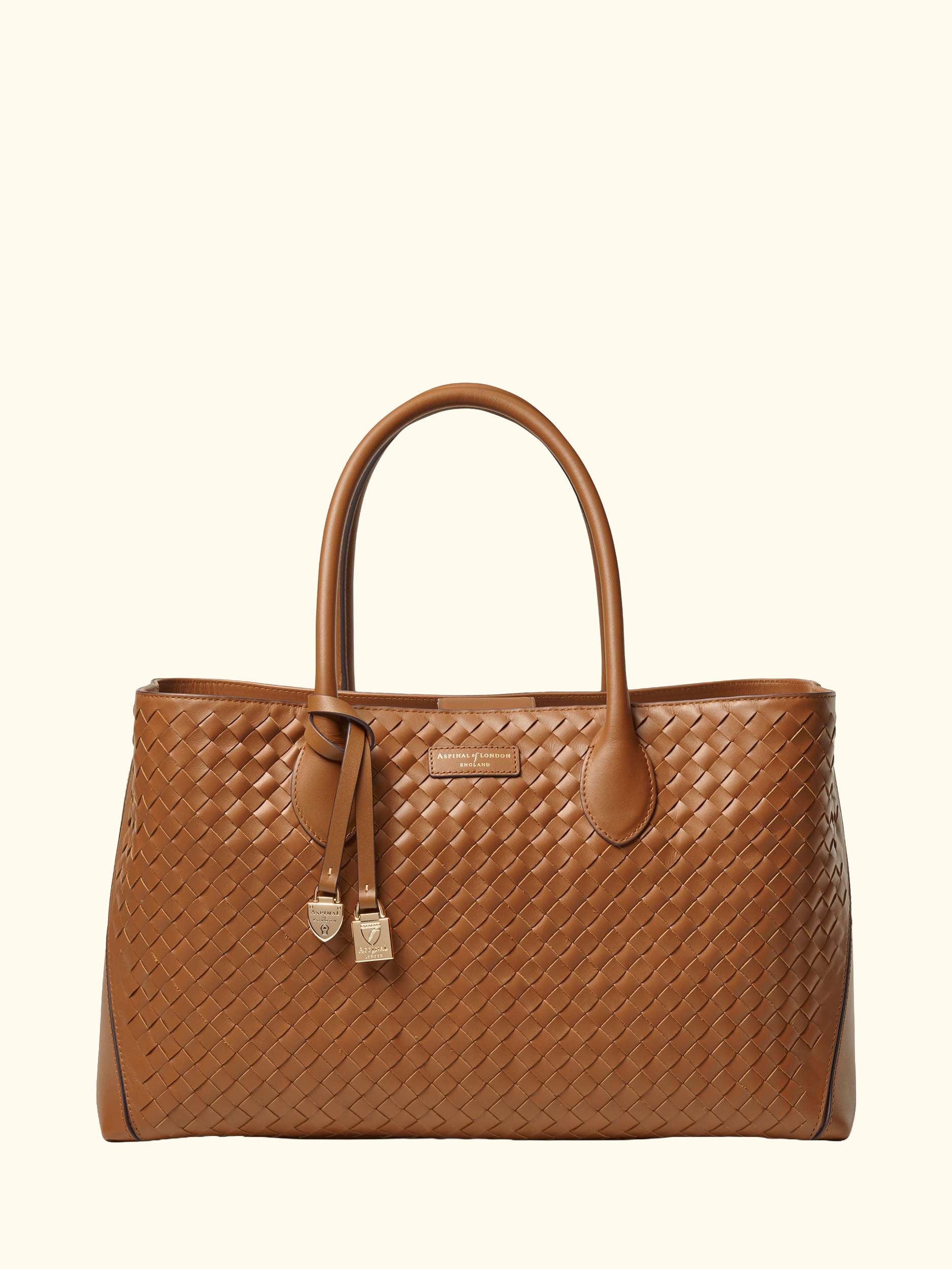 Woven Leather Tote Bag, Tan