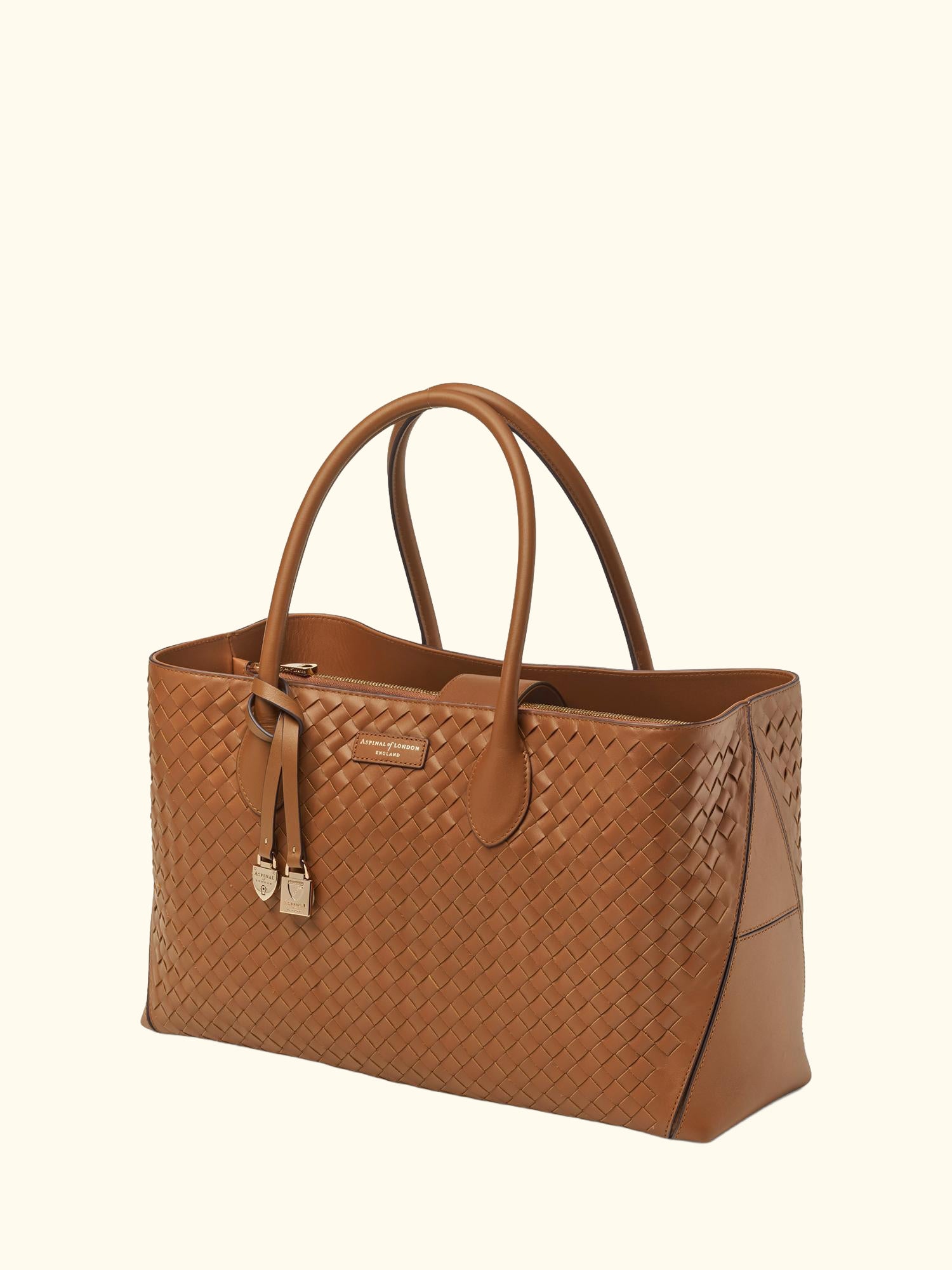 Woven Leather Tote Bag, Tan
