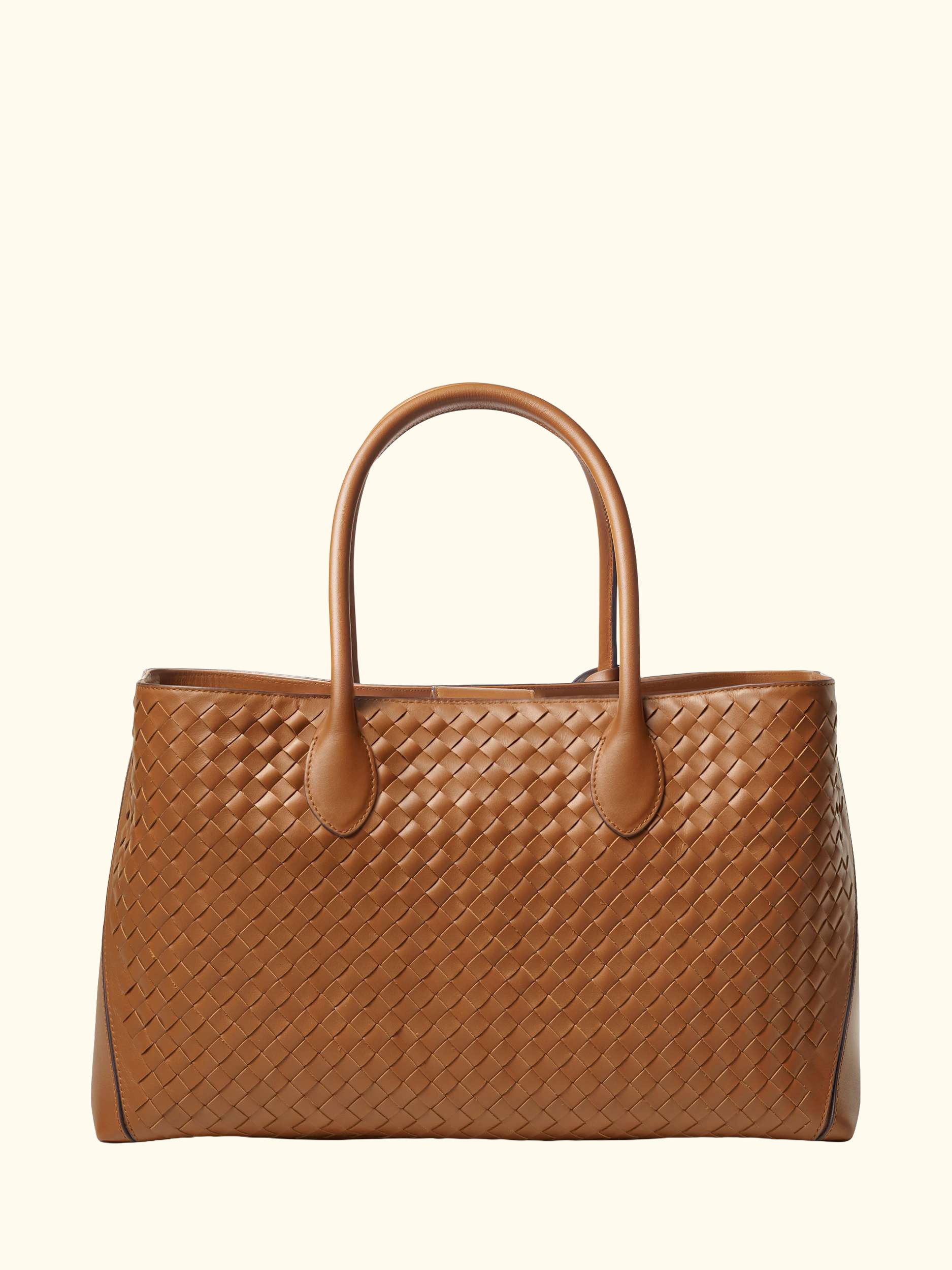 Woven Leather Tote Bag, Tan