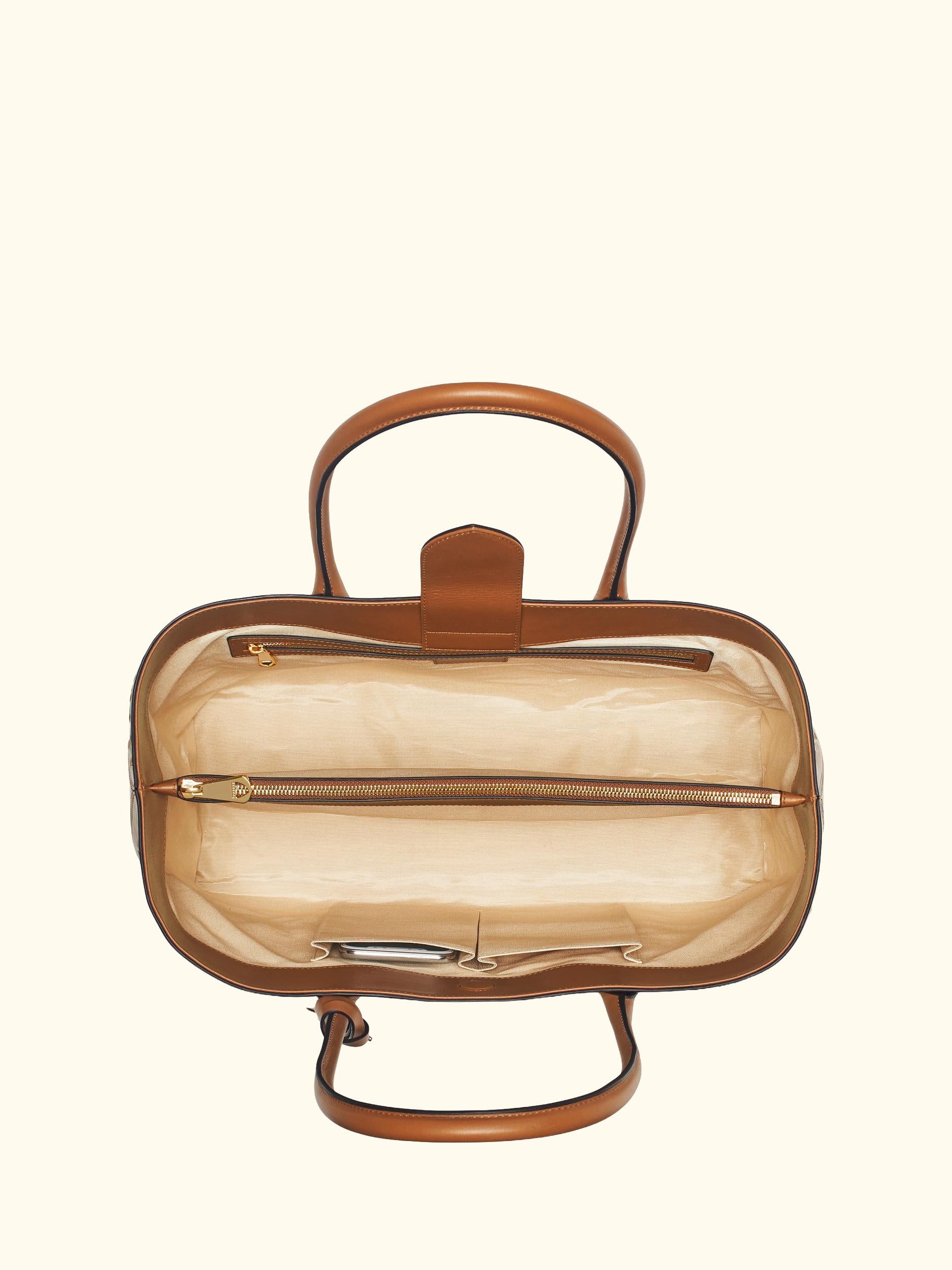 Woven Leather Tote Bag, Tan