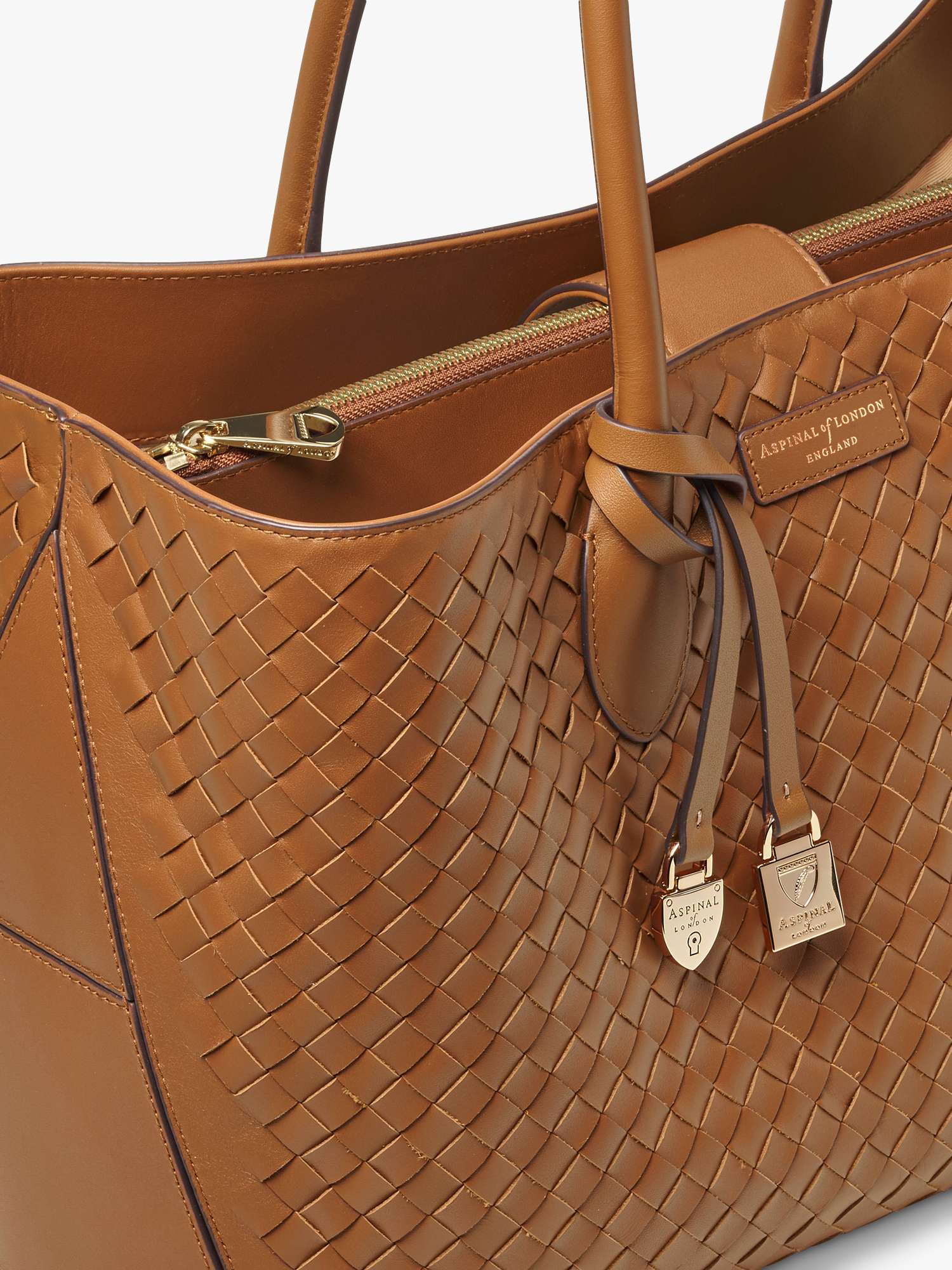 Woven Leather Tote Bag, Tan