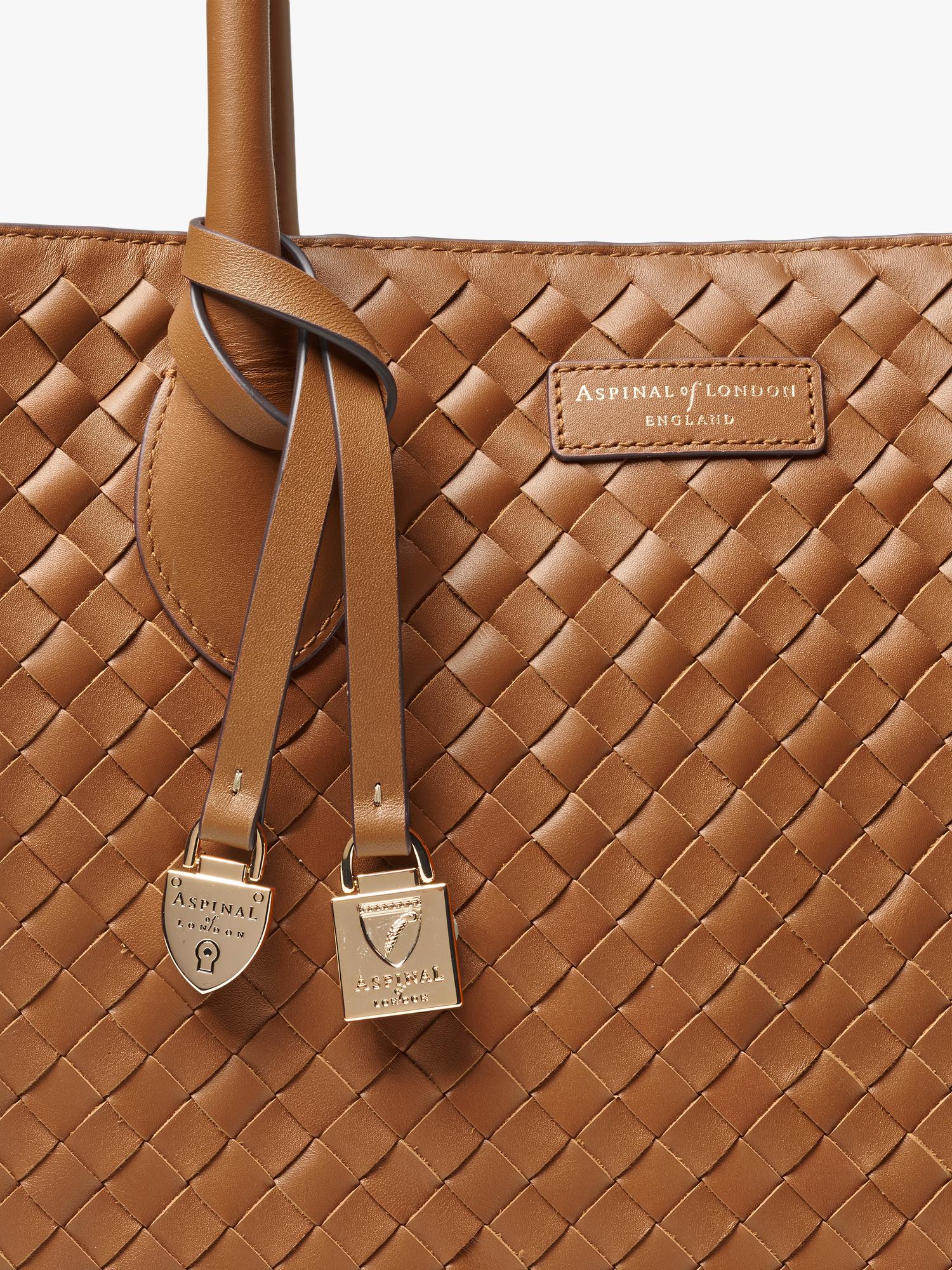 Woven Leather Tote Bag, Tan