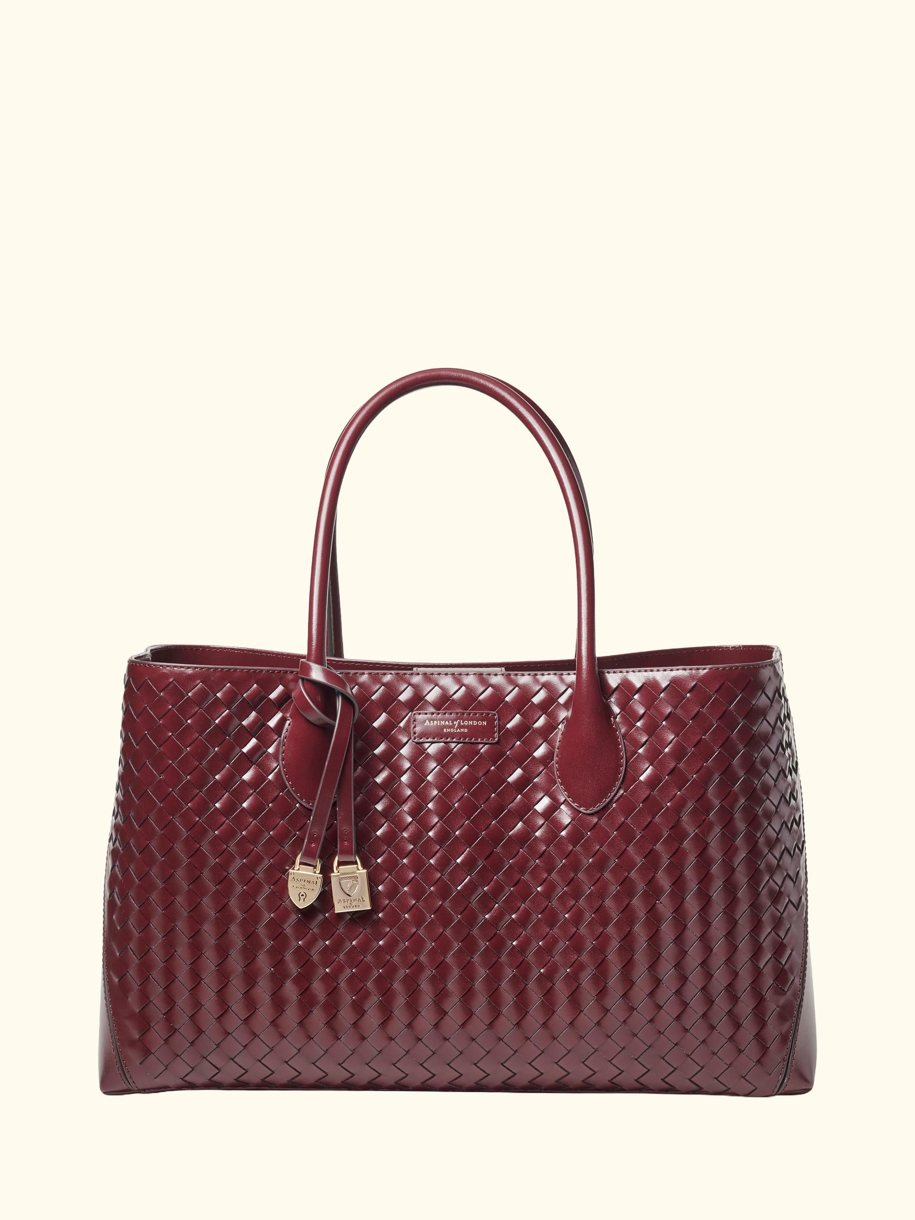 London Leather Tote Bag, Burgundy