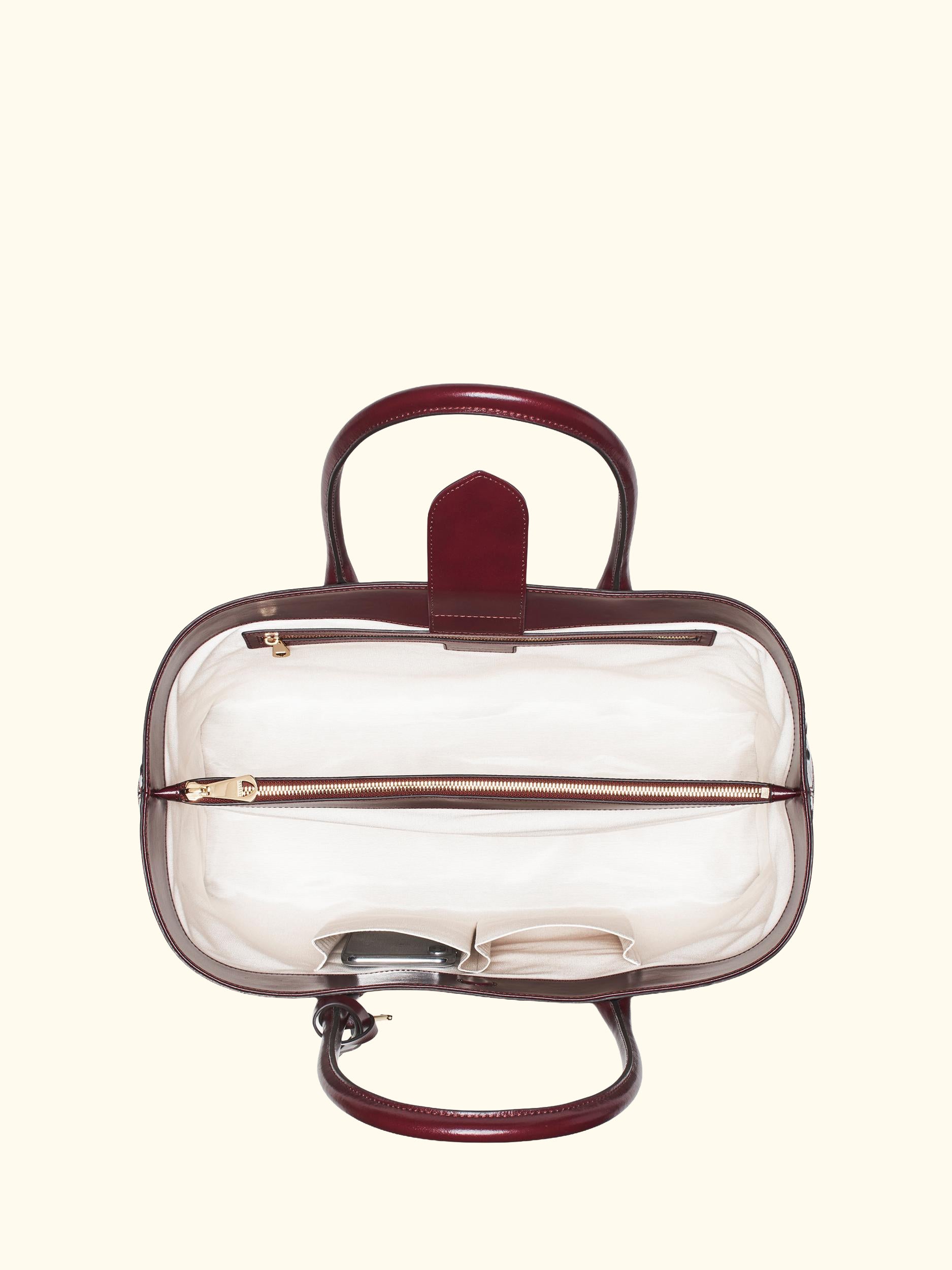 London Leather Tote Bag, Burgundy