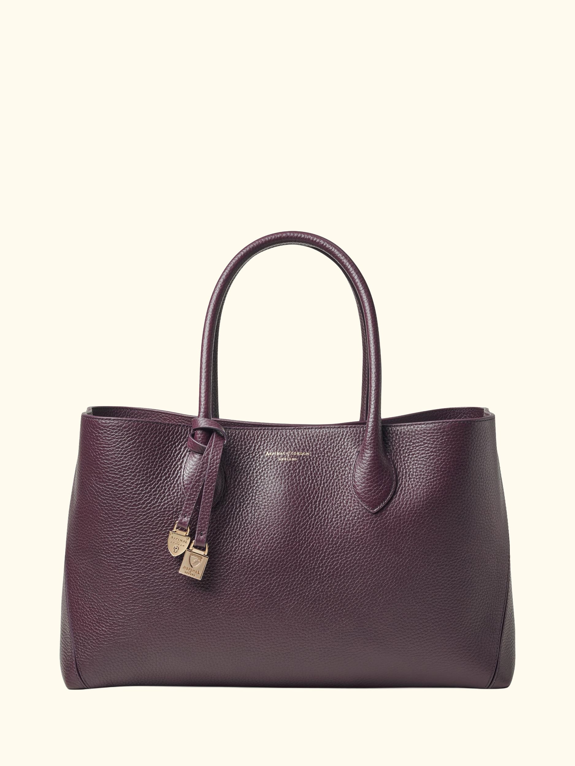 Leather Tote Bag, Fig