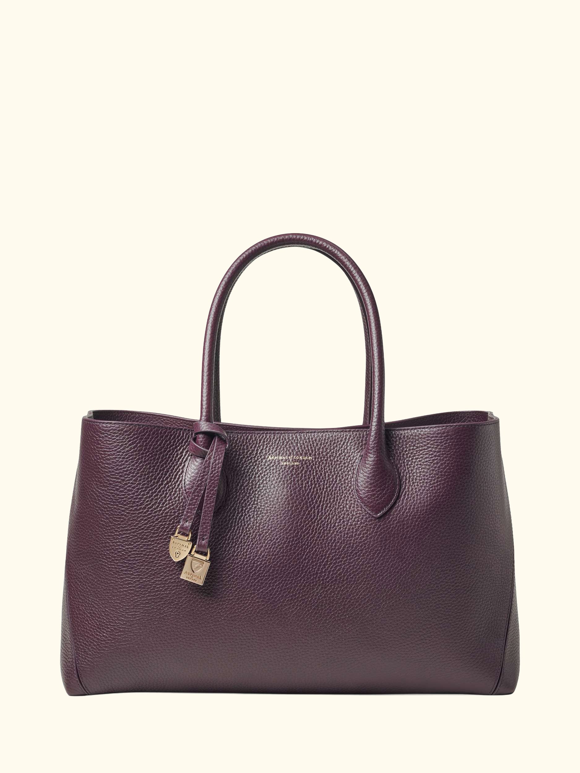 Leather Tote Bag, Fig
