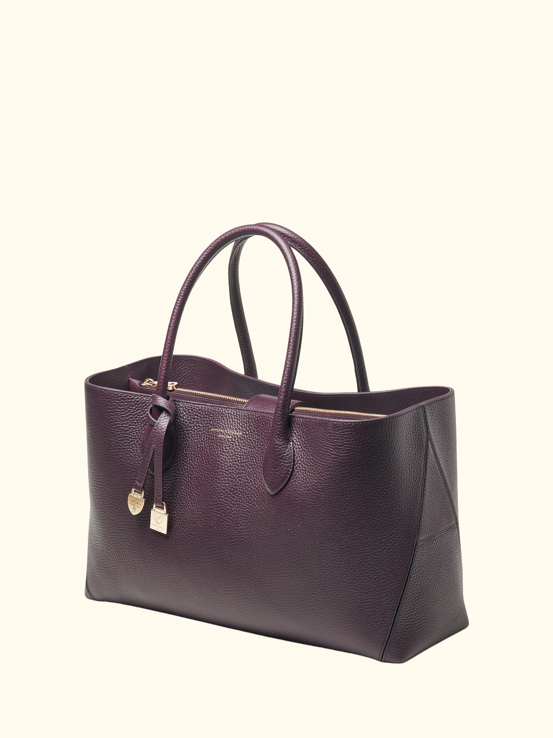 Leather Tote Bag, Fig