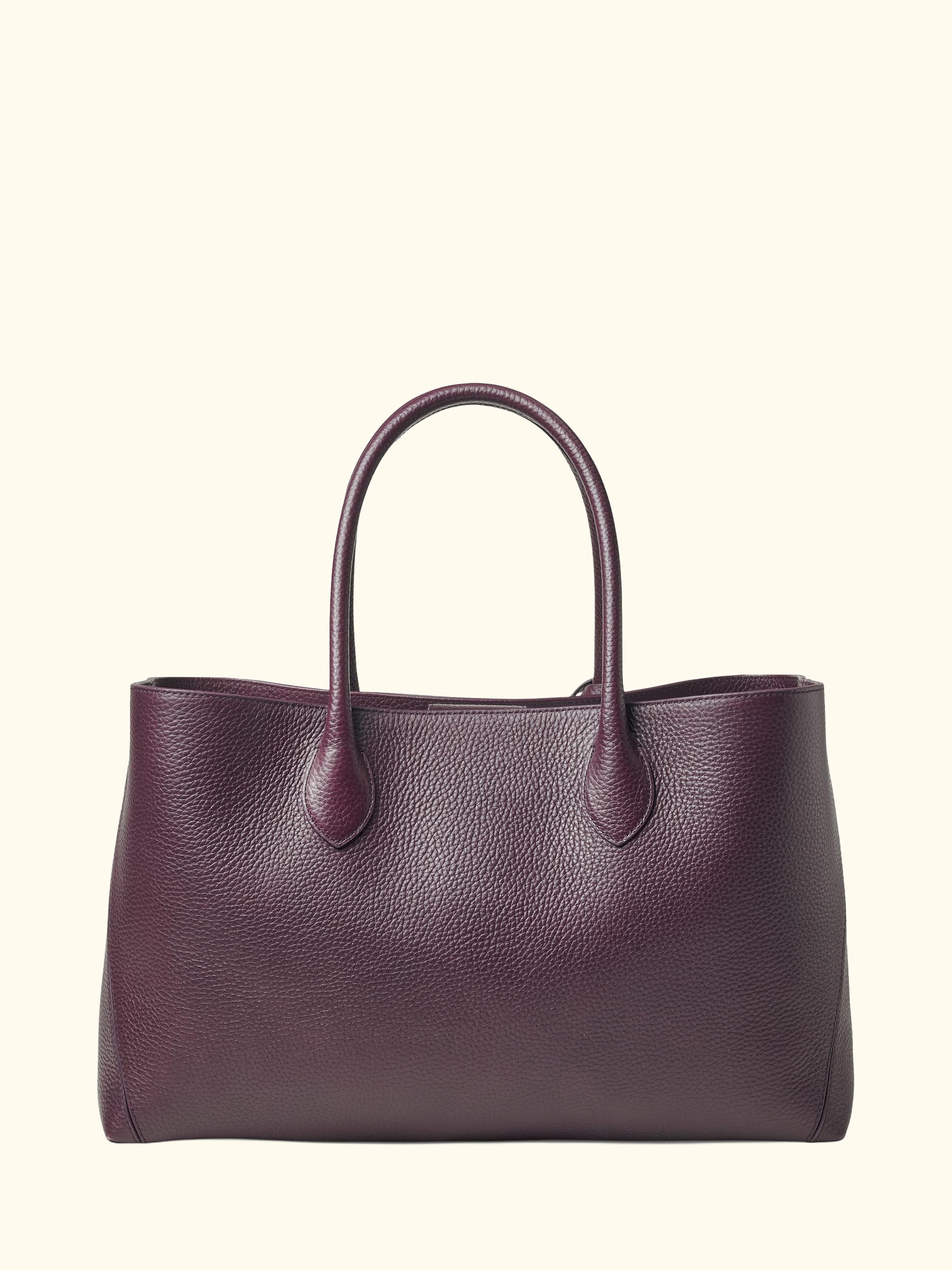 Leather Tote Bag, Fig