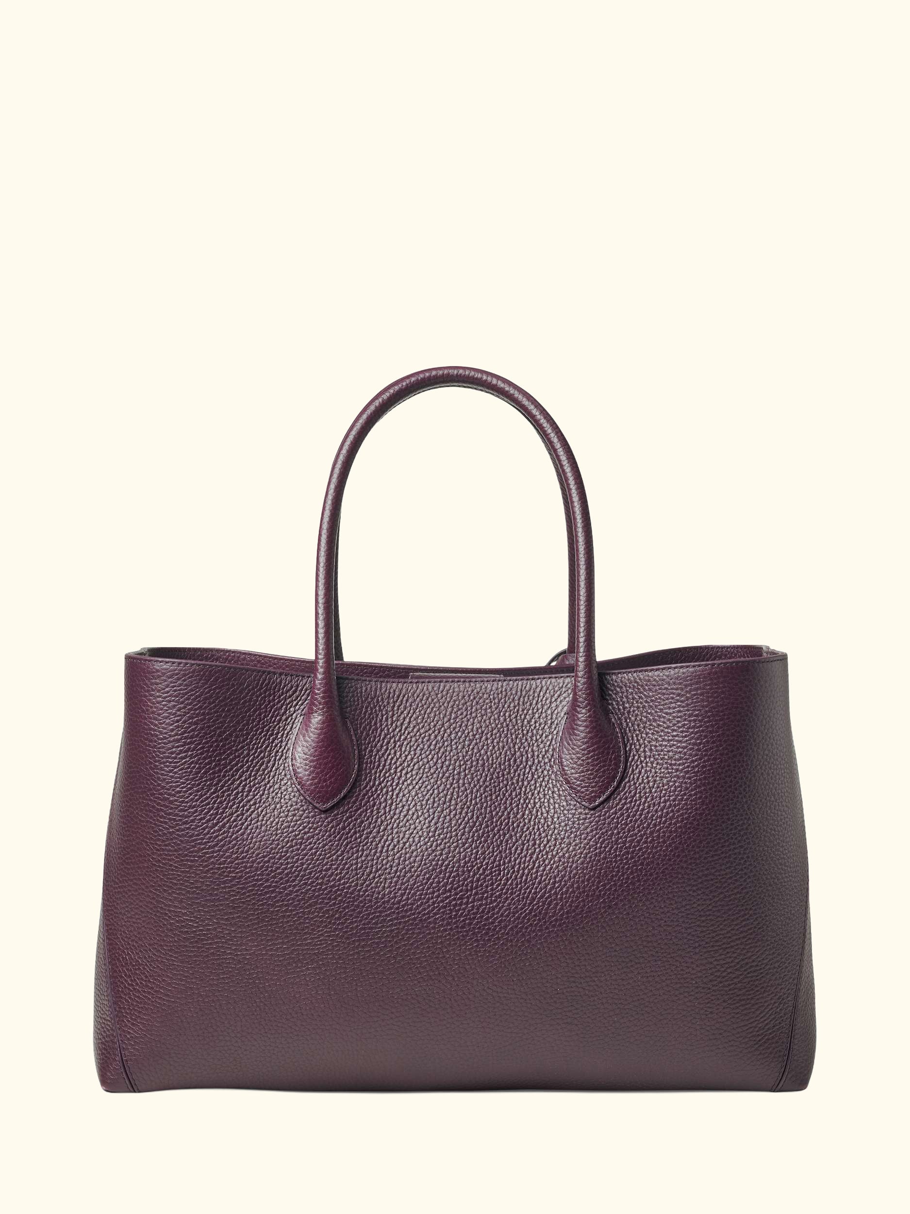 Leather Tote Bag, Fig
