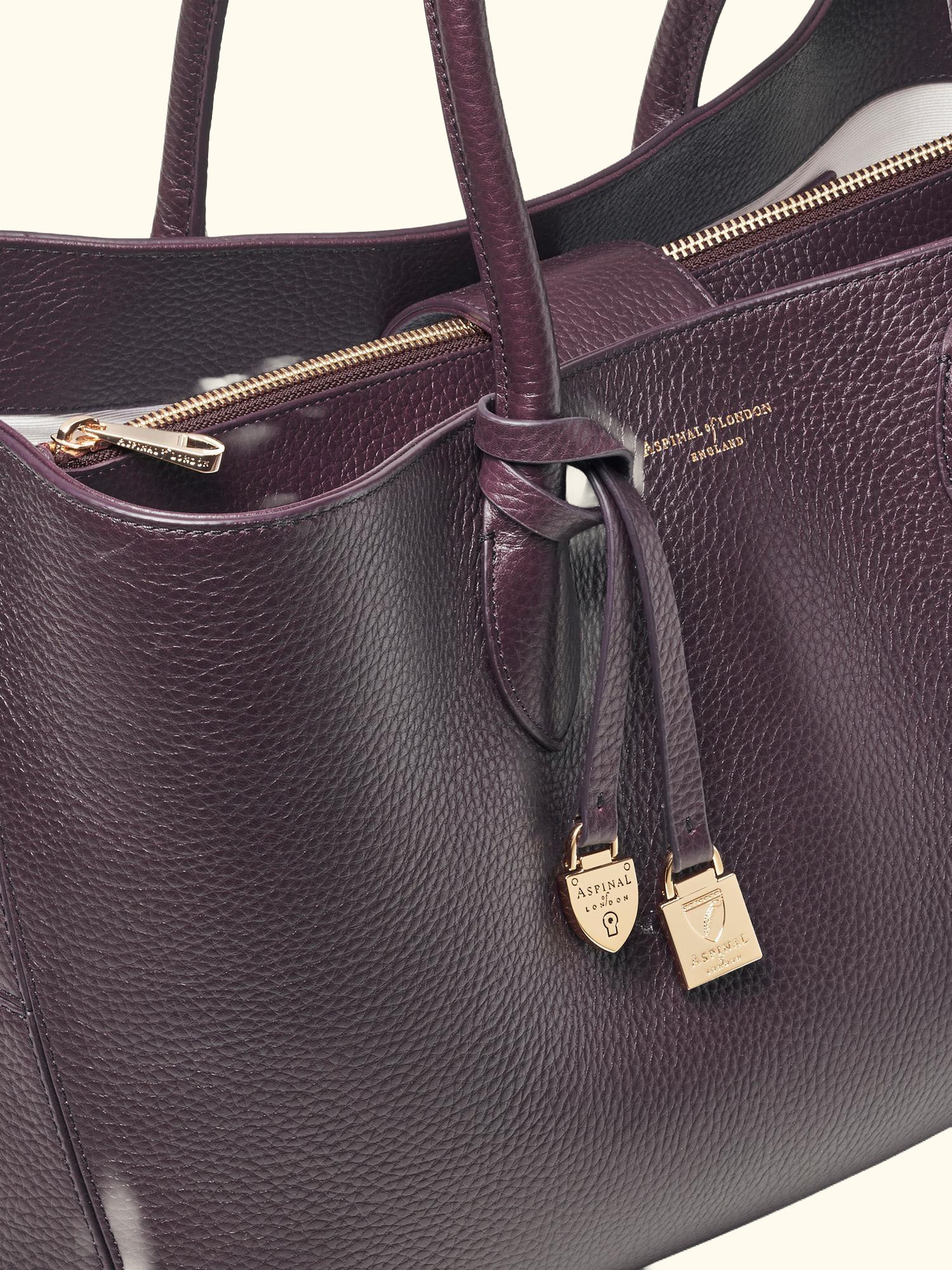 Leather Tote Bag, Fig
