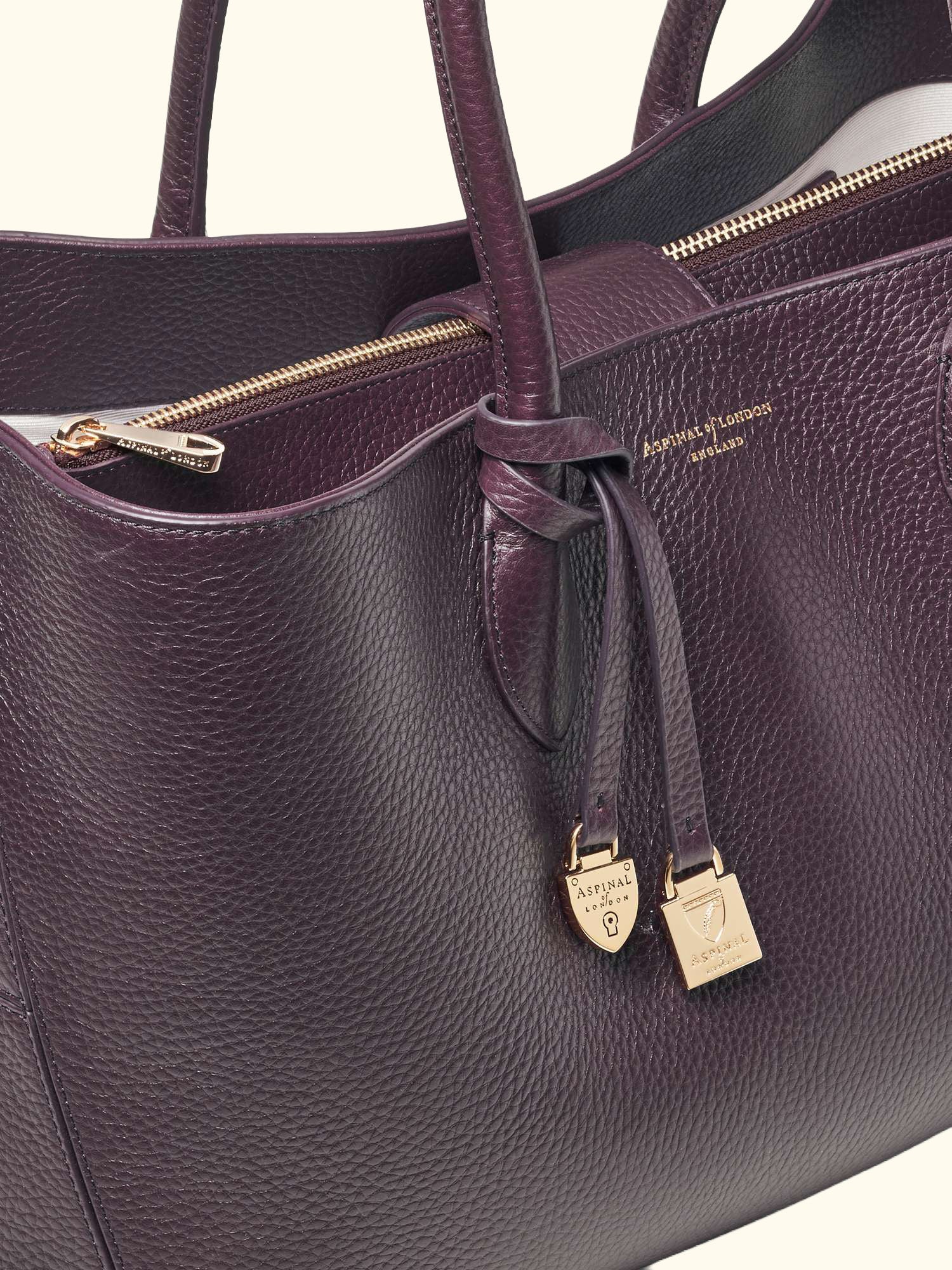Leather Tote Bag, Fig