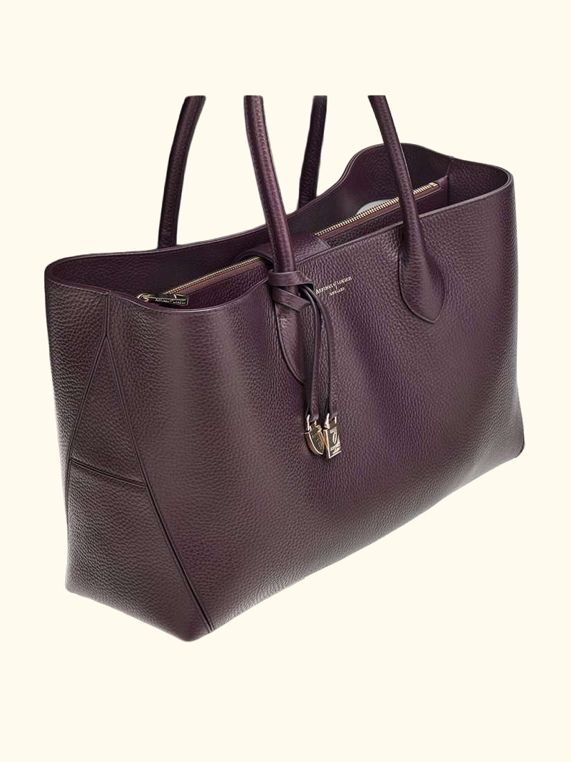 Leather Tote Bag, Fig