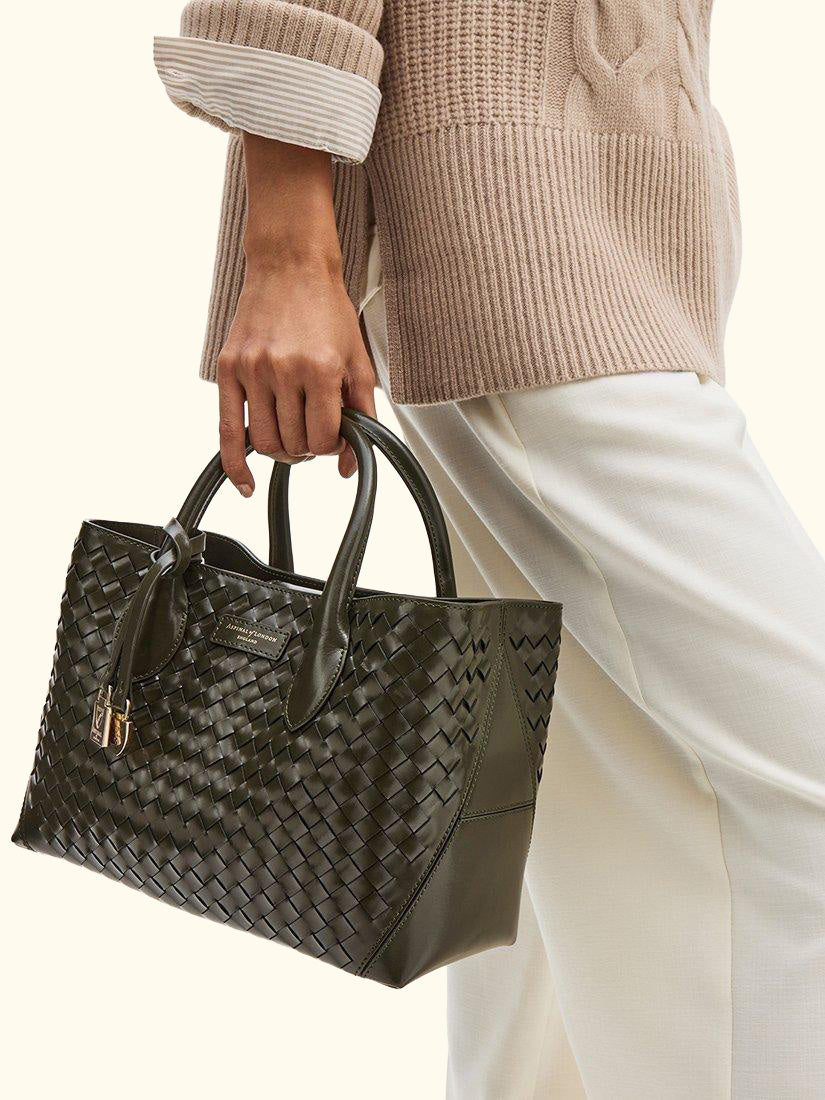 Leather Midi Tote Bag