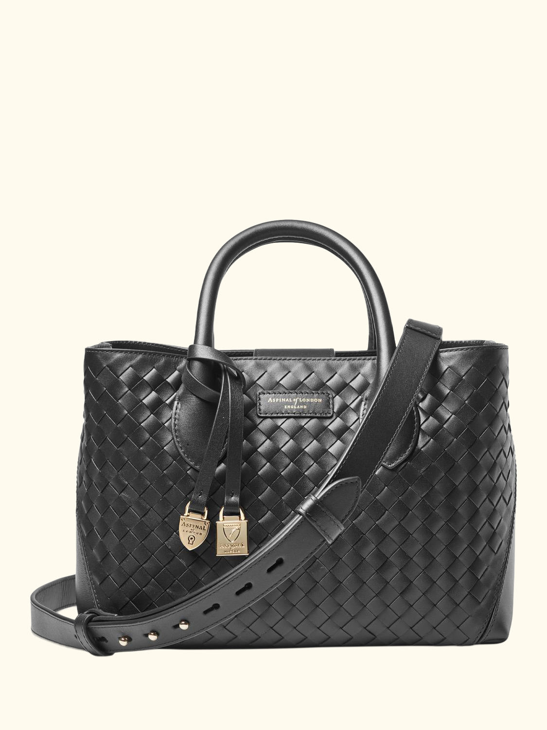 Woven Leather Midi Tote Bag