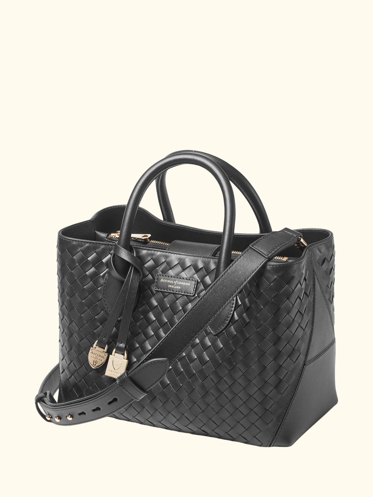 Woven Leather Midi Tote Bag