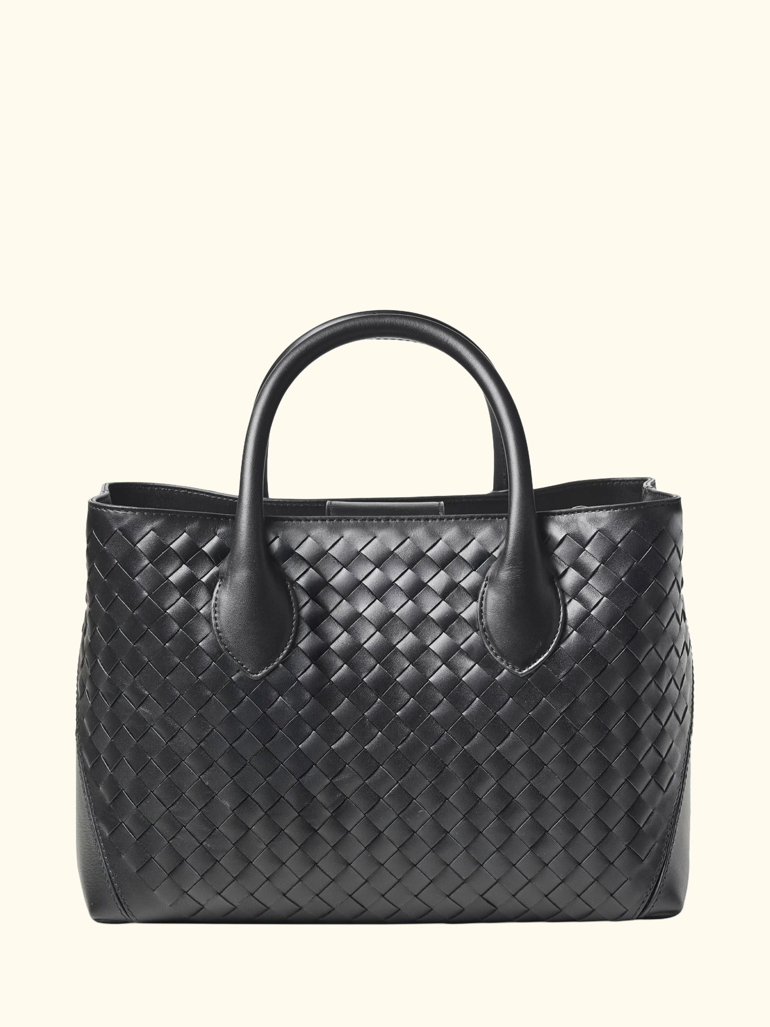 Woven Leather Midi Tote Bag